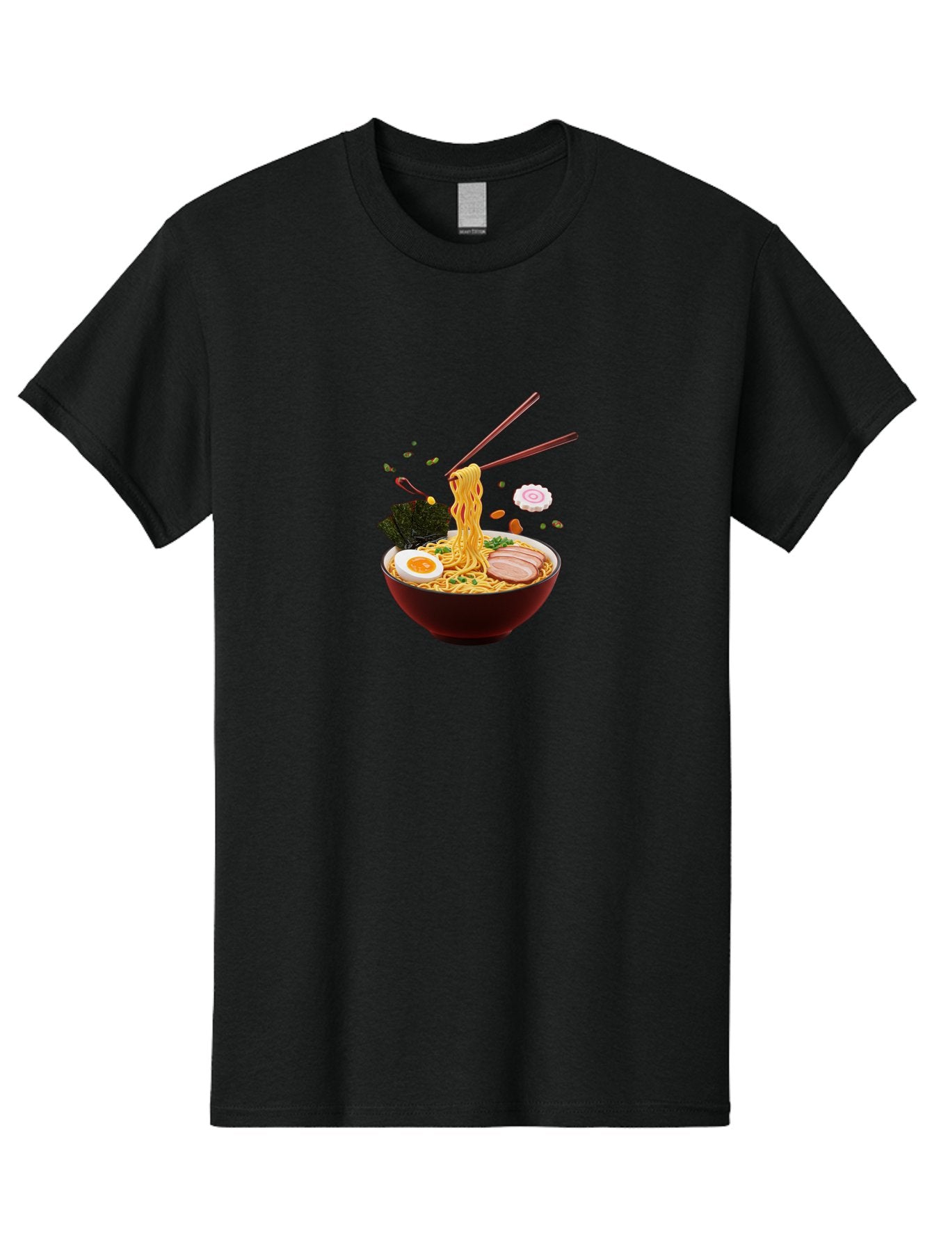 Ramen-Noodles-1 Men'S Graphic Tee, 100% Cotton, Comfortable Casual Summer Wear, Machine Washable, Bowl Of Ramen, Noodles, Sliced Egg, Seaweed, Pork Slices, Green Onions, Sesame Seeds, Chopsticks, Japanese Cuisine, Comfort Food, Savory Dish, Bab309 13