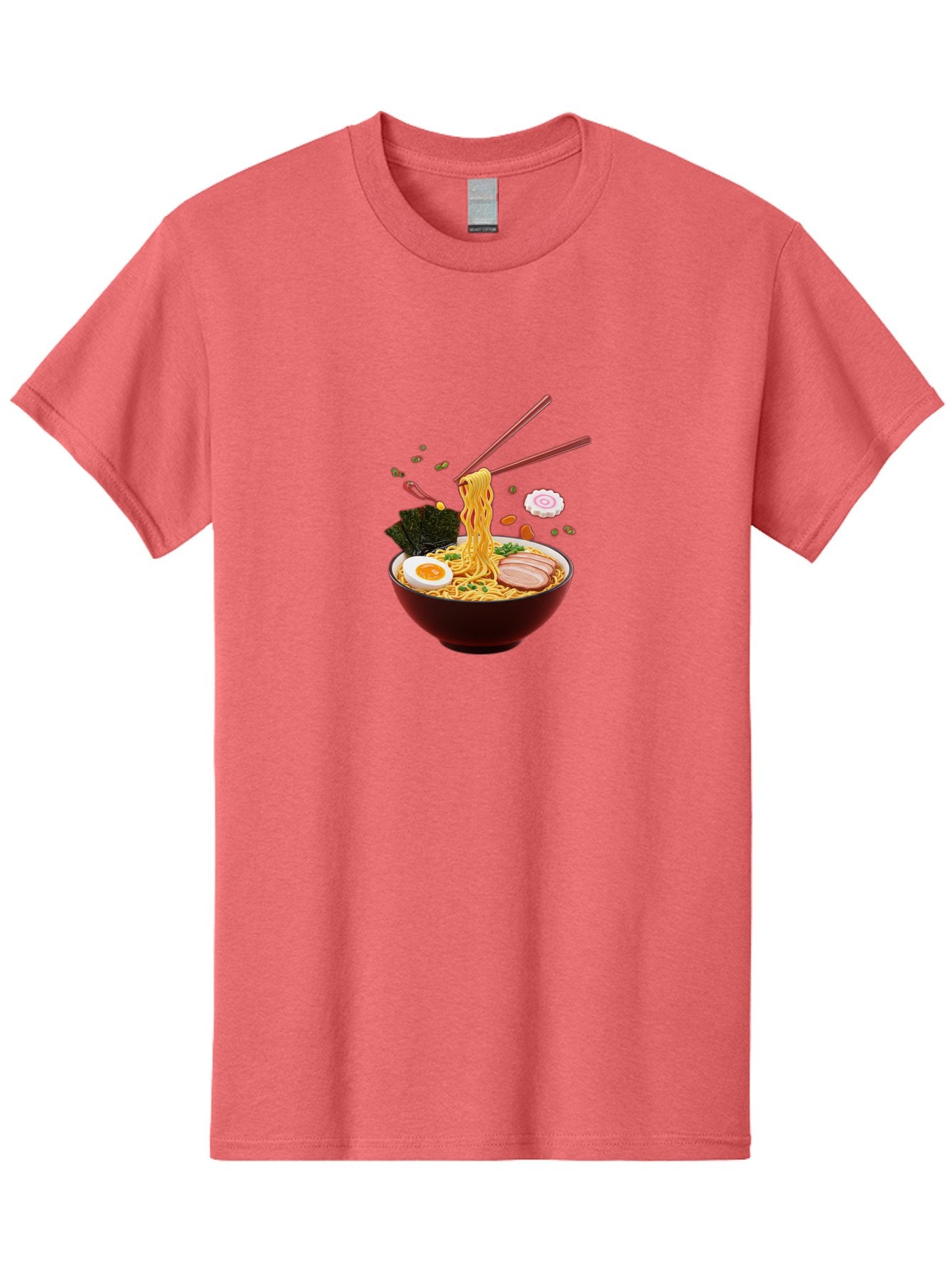 Ramen-Noodles-1 Men'S Graphic Tee, 100% Cotton, Comfortable Casual Summer Wear, Machine Washable, Bowl Of Ramen, Noodles, Sliced Egg, Seaweed, Pork Slices, Green Onions, Sesame Seeds, Chopsticks, Japanese Cuisine, Comfort Food, Savory Dish, Bab309 9