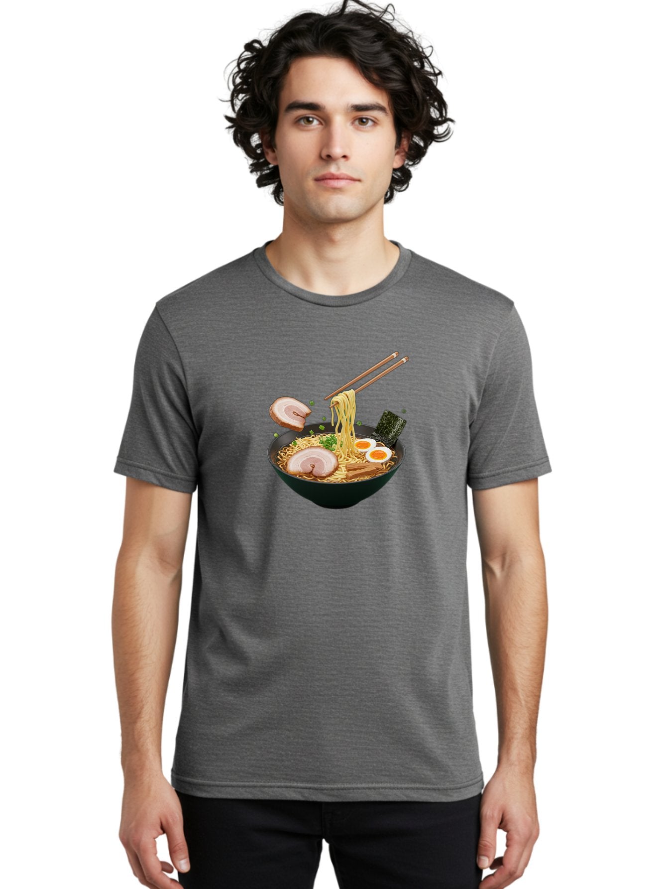 Ramen-Noodles-2 Men'S Graphic Tee, 100% Cotton, Comfortable Casual Summer Wear, Machine Washable, Ramen Noodles, Noodle Bowl, Japanese Cuisine, Pork Slices, Soft-Boiled Eggs, Seaweed, Bamboo Shoots, Chopsticks, Asian Food, Delicious Meal, Bab310 21