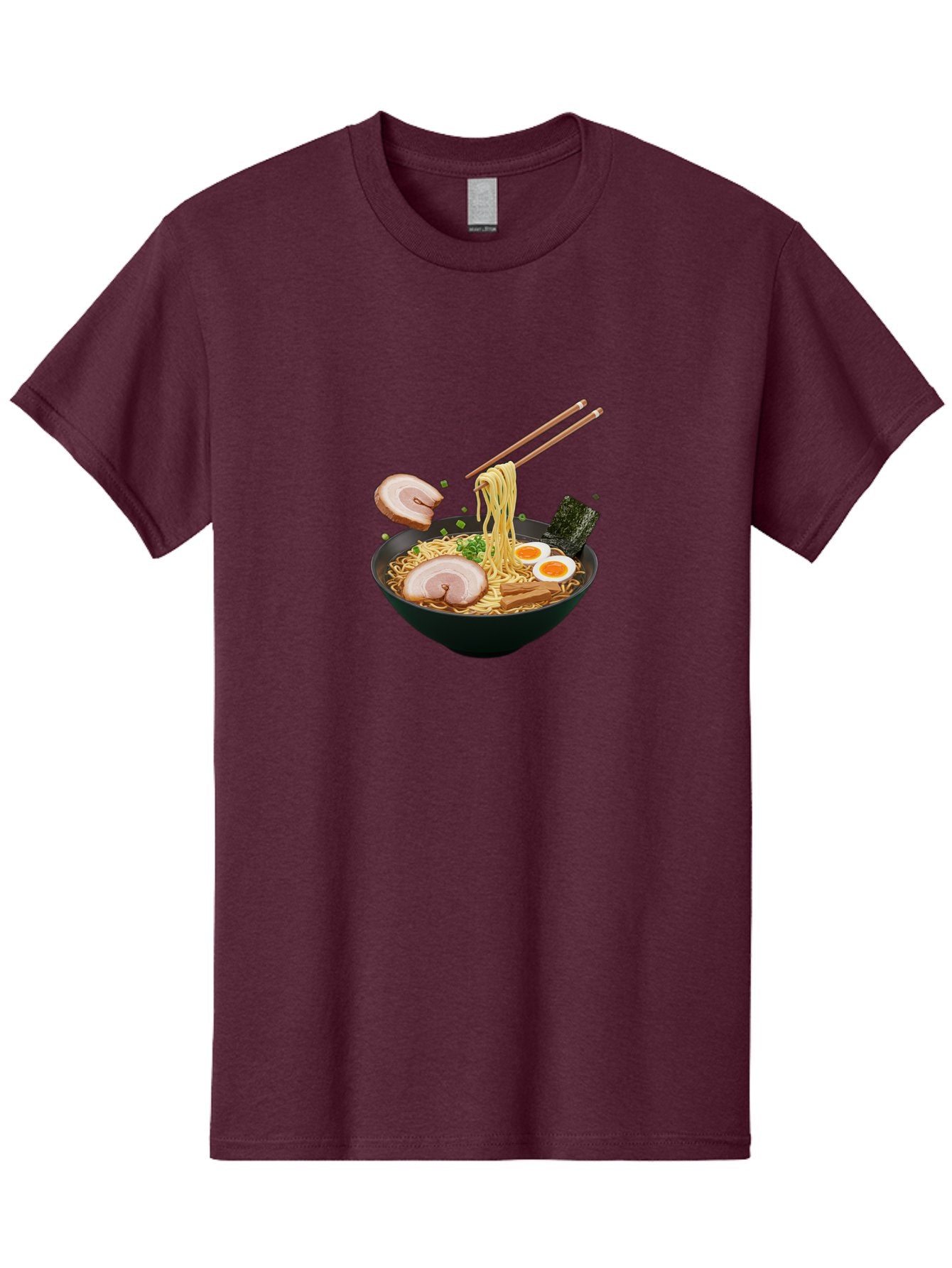 Ramen-Noodles-2 Men'S Graphic Tee, 100% Cotton, Comfortable Casual Summer Wear, Machine Washable, Ramen Noodles, Noodle Bowl, Japanese Cuisine, Pork Slices, Soft-Boiled Eggs, Seaweed, Bamboo Shoots, Chopsticks, Asian Food, Delicious Meal, Bab310 5