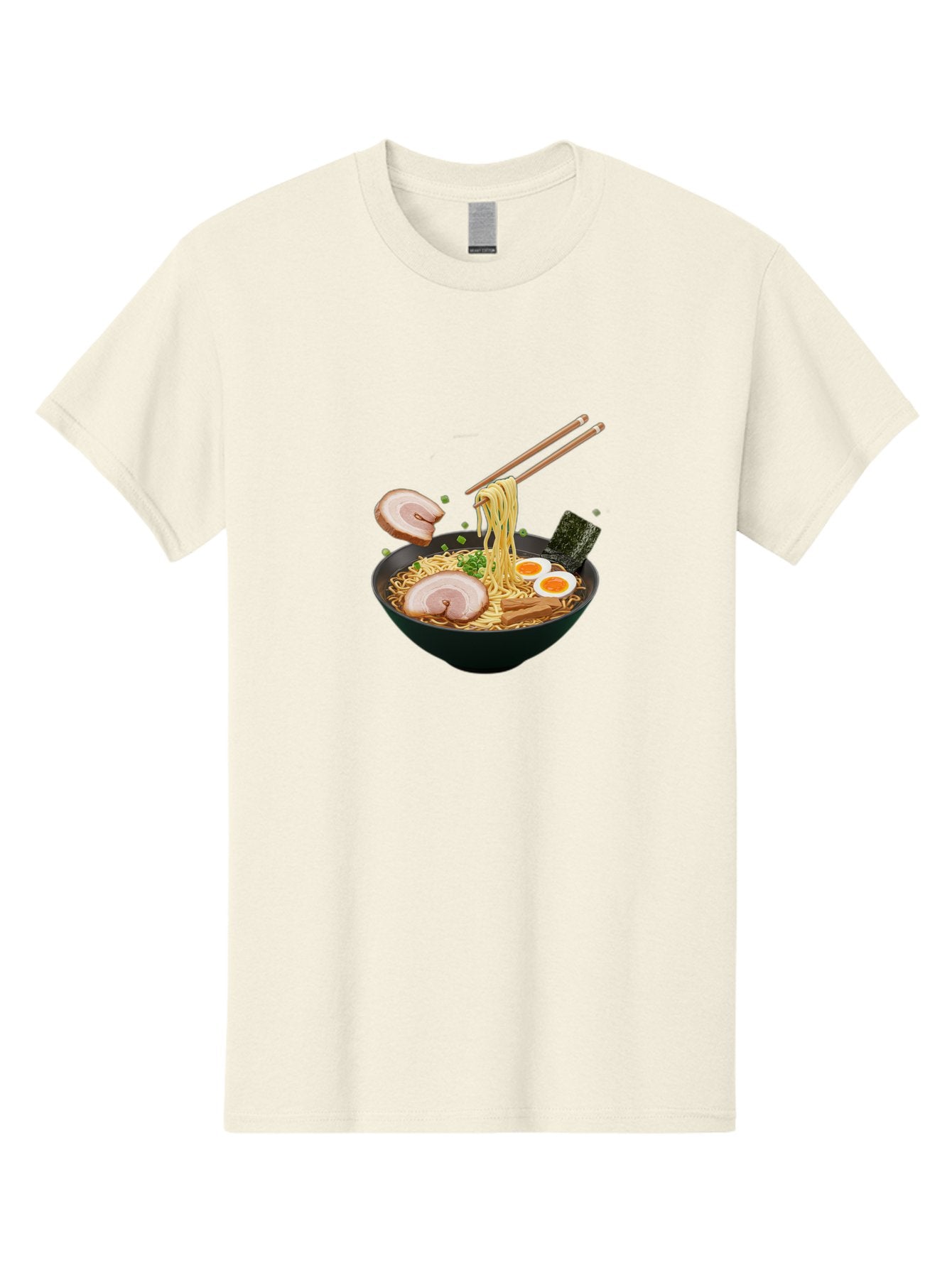 Ramen-Noodles-2 Men'S Graphic Tee, 100% Cotton, Comfortable Casual Summer Wear, Machine Washable, Ramen Noodles, Noodle Bowl, Japanese Cuisine, Pork Slices, Soft-Boiled Eggs, Seaweed, Bamboo Shoots, Chopsticks, Asian Food, Delicious Meal, Bab310