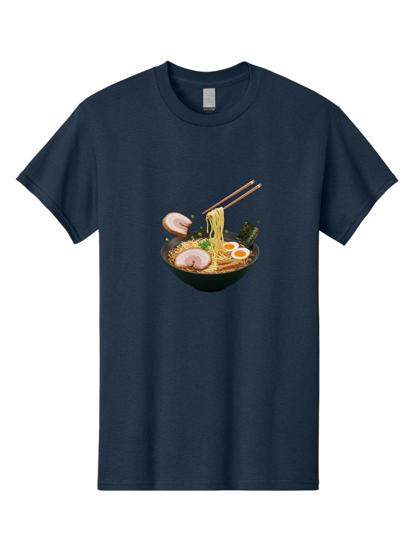 Ramen-Noodles-2 Men'S Graphic Tee, 100% Cotton, Comfortable Casual Summer Wear, Machine Washable, Ramen Noodles, Noodle Bowl, Japanese Cuisine, Pork Slices, Soft-Boiled Eggs, Seaweed, Bamboo Shoots, Chopsticks, Asian Food, Delicious Meal, Bab310 10