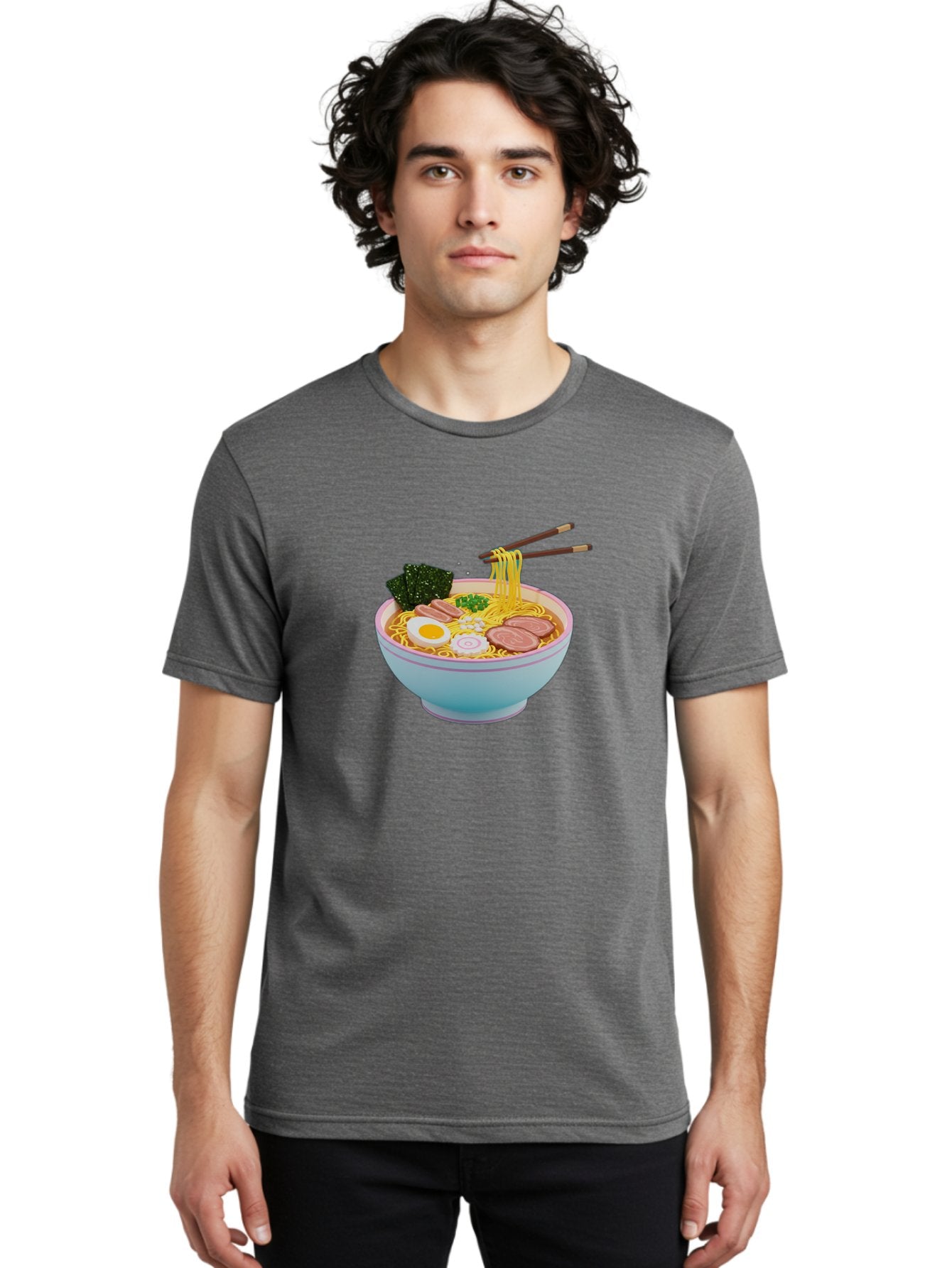 Ramen-Noodles-3 Men'S Graphic Tee, 100% Cotton, Comfortable Casual Summer Wear, Machine Washable, Ramen Noodles, Boiled Egg, Sliced Meat, Seaweed, Green Onions, Savory Broth, Asian Cuisine, Comfort Food, Noodle Soup, Chopsticks, Japanese Dish Bab311 27
