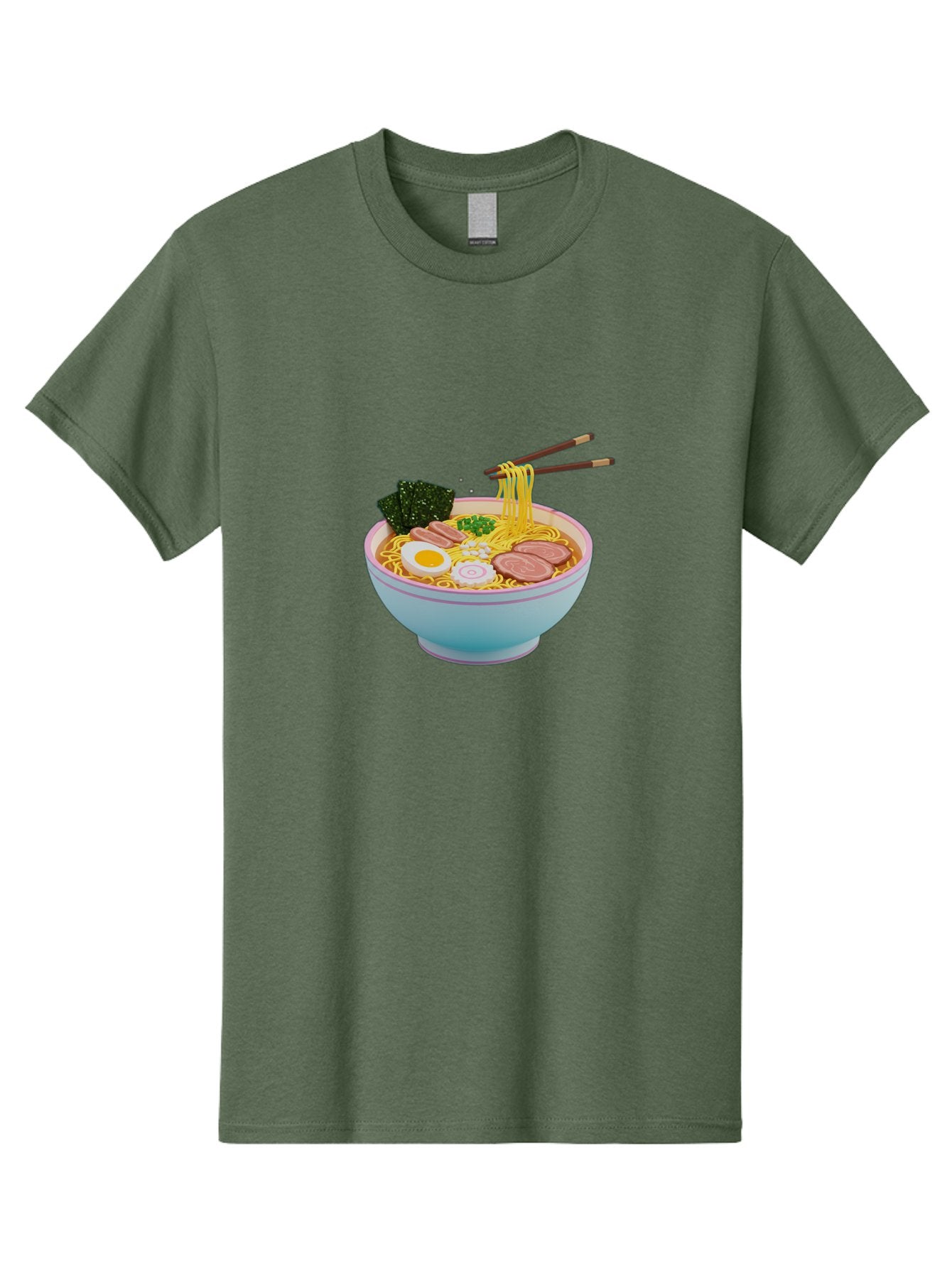 Ramen-Noodles-3 Men'S Graphic Tee, 100% Cotton, Comfortable Casual Summer Wear, Machine Washable, Ramen Noodles, Boiled Egg, Sliced Meat, Seaweed, Green Onions, Savory Broth, Asian Cuisine, Comfort Food, Noodle Soup, Chopsticks, Japanese Dish Bab311 4