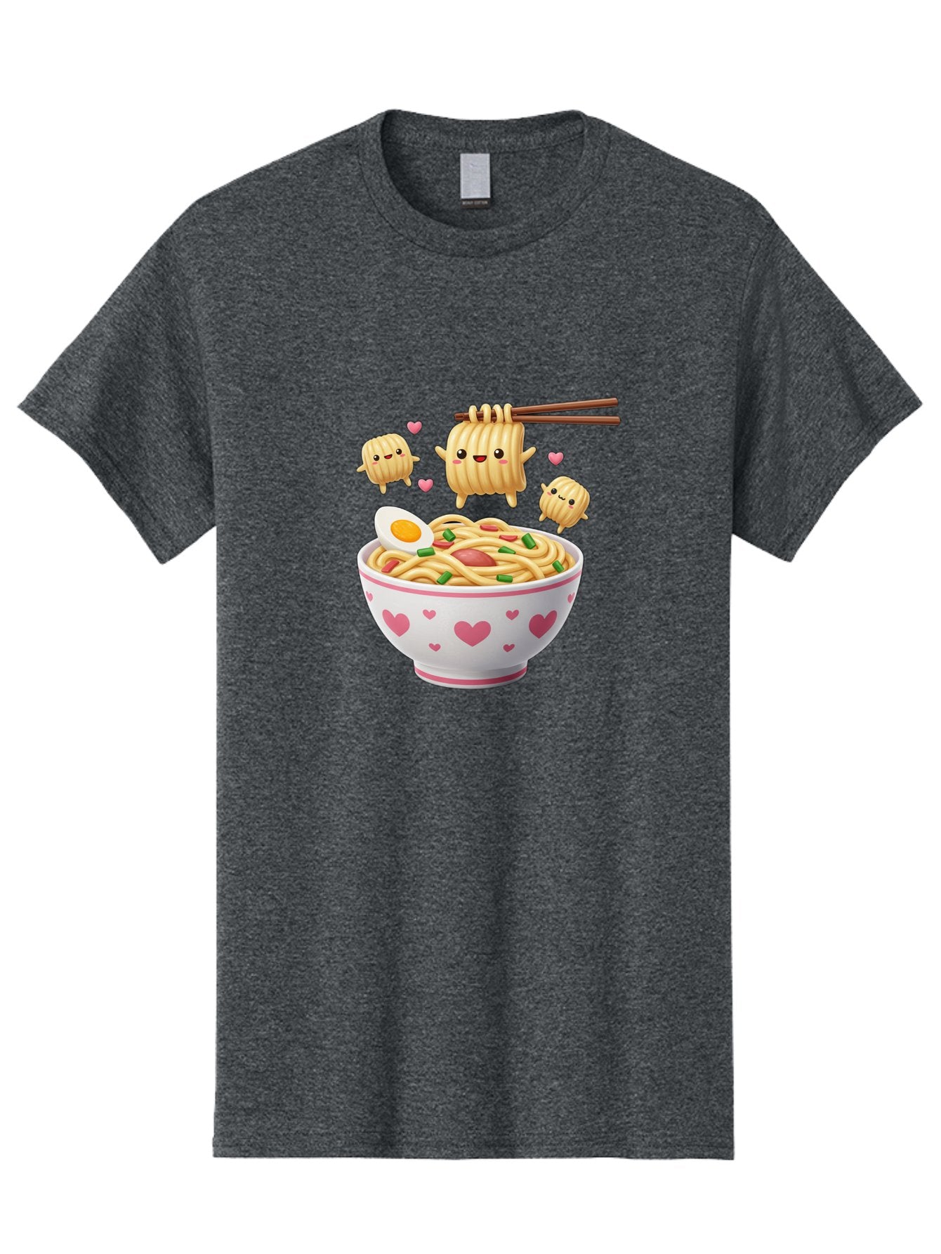Ramen-Noodles-5 Men'S Graphic Tee, 100% Cotton, Comfortable Casual Summer Wear, Machine Washable, Cartoon Noodles, Happy Faces, Heart Designs, Bowl Of Noodles, Ramen, Egg, Chopsticks, Animated Characters, Kawaii, Digital Art, Cartoon Food, Bab313 11