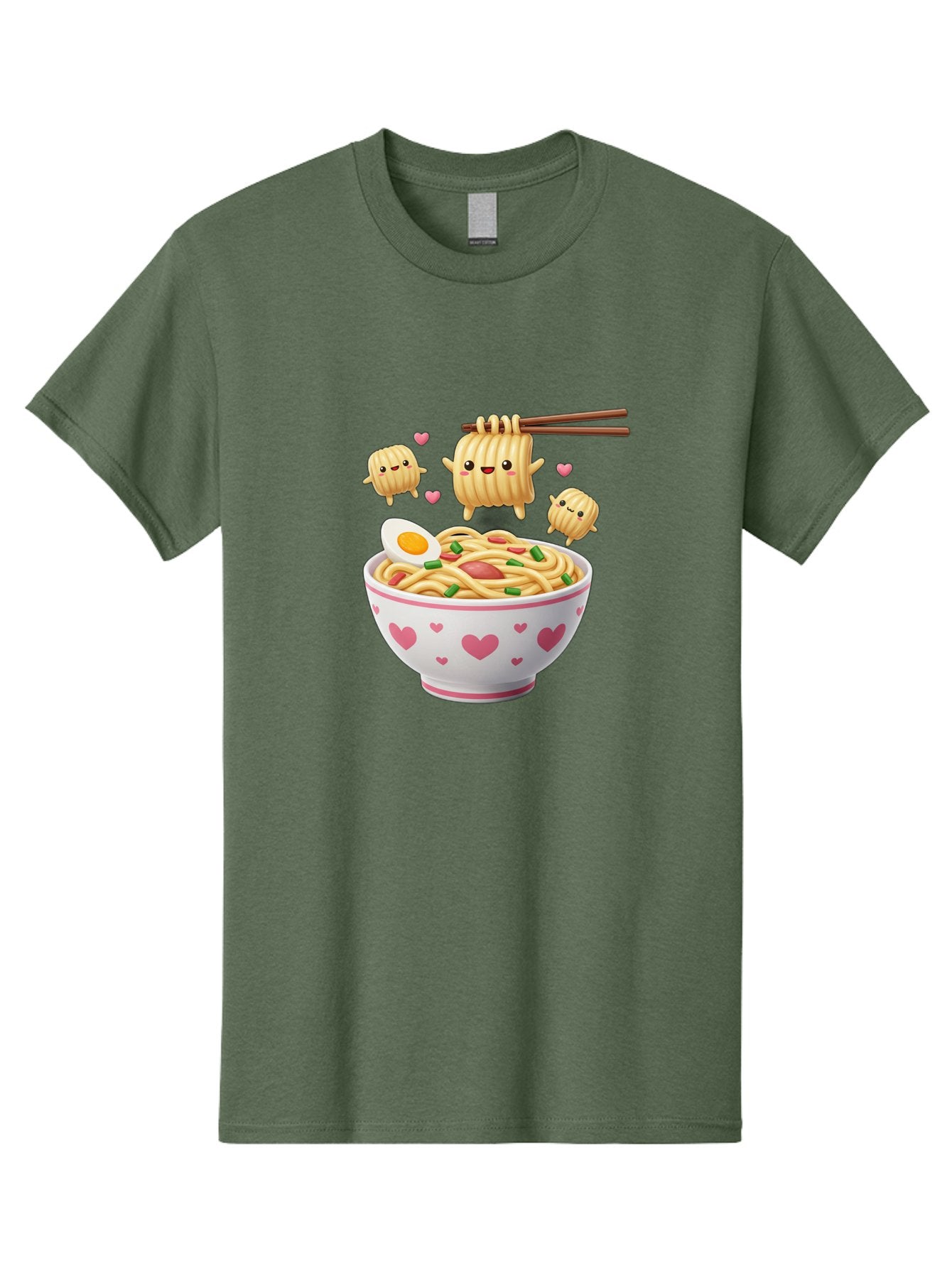 Ramen-Noodles-5 Men'S Graphic Tee, 100% Cotton, Comfortable Casual Summer Wear, Machine Washable, Cartoon Noodles, Happy Faces, Heart Designs, Bowl Of Noodles, Ramen, Egg, Chopsticks, Animated Characters, Kawaii, Digital Art, Cartoon Food, Bab313 12