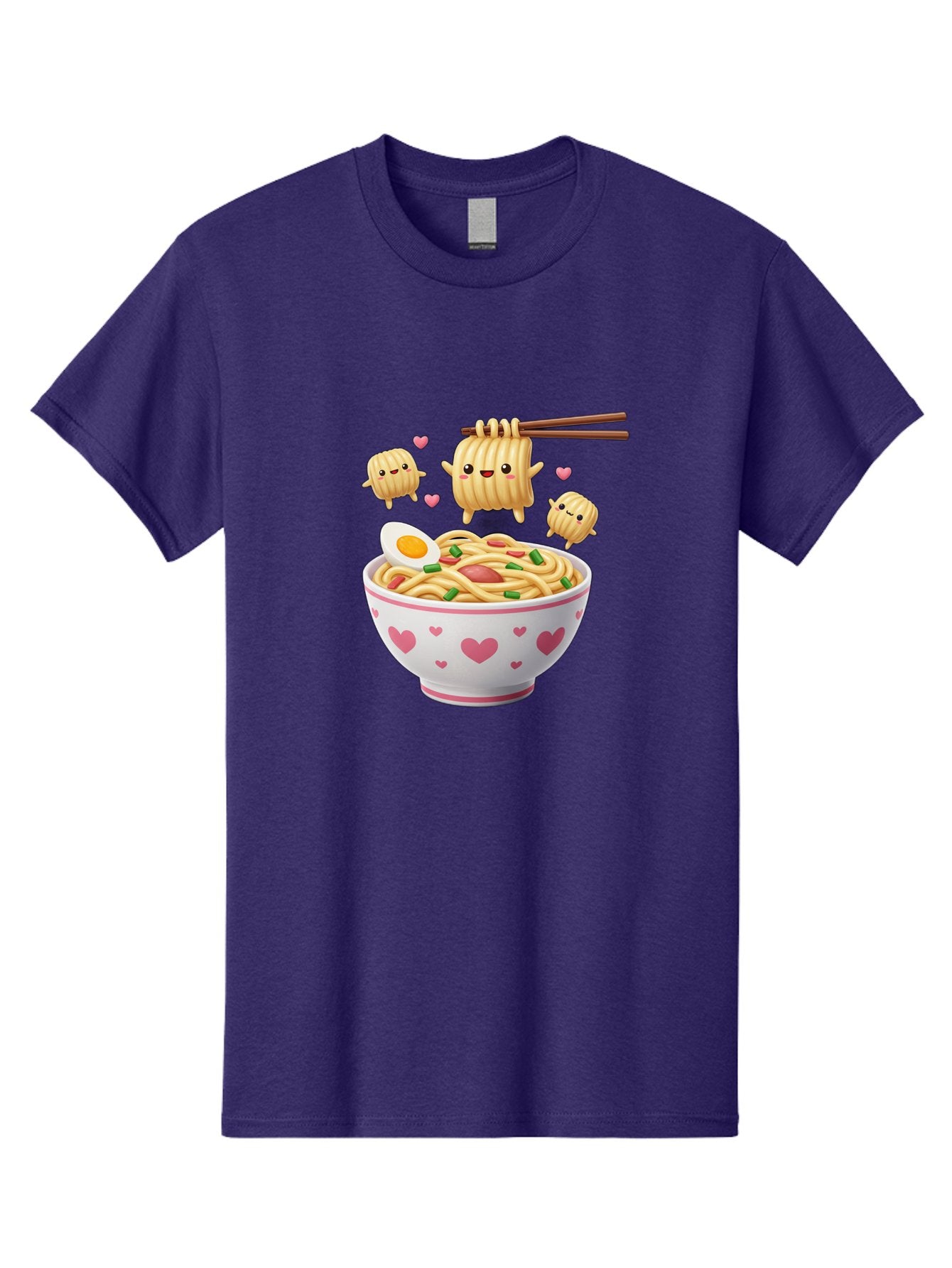 Ramen-Noodles-5 Men'S Graphic Tee, 100% Cotton, Comfortable Casual Summer Wear, Machine Washable, Cartoon Noodles, Happy Faces, Heart Designs, Bowl Of Noodles, Ramen, Egg, Chopsticks, Animated Characters, Kawaii, Digital Art, Cartoon Food, Bab313 15