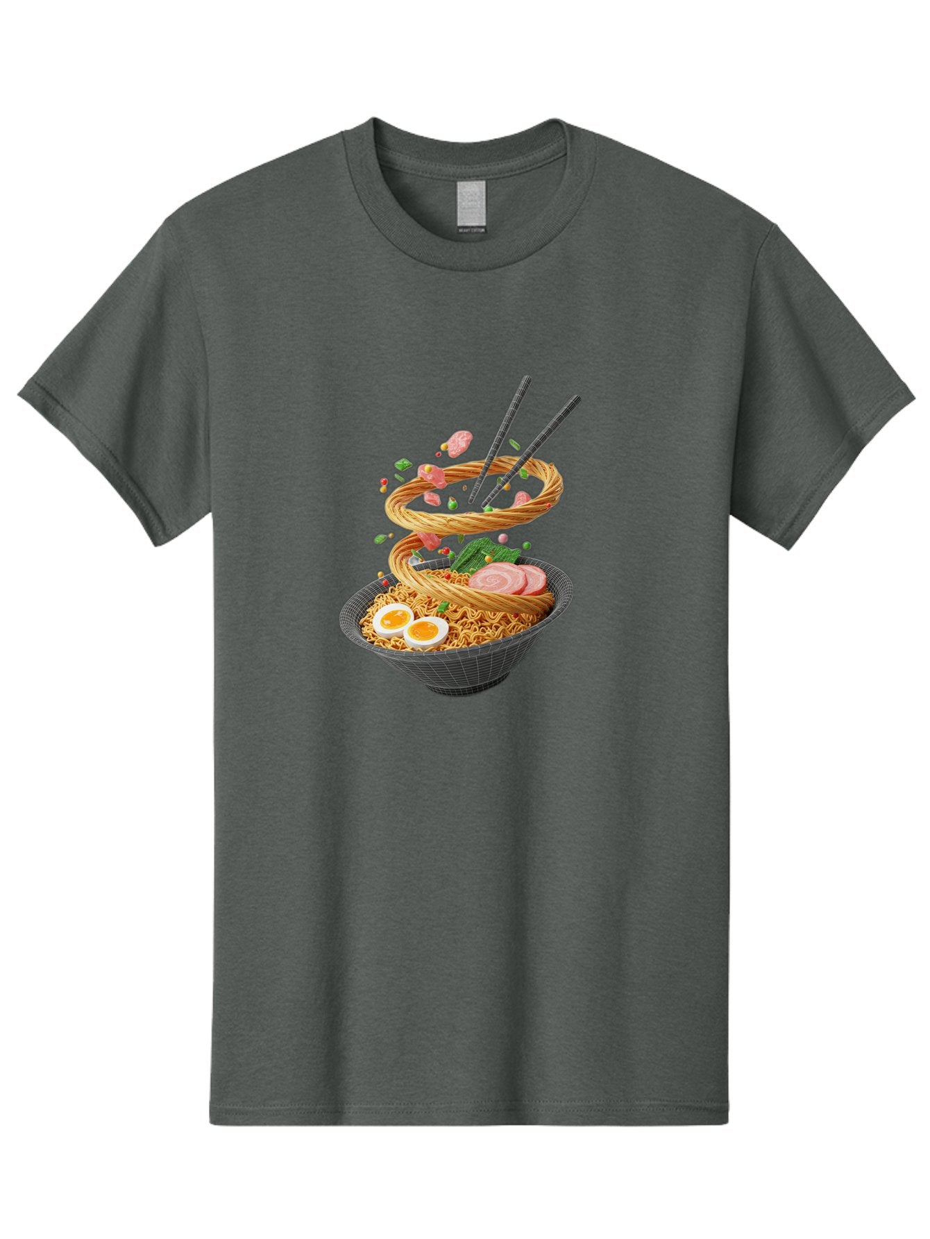 Ramen-Noodles Men'S Graphic Tee, 100% Cotton, Comfortable Casual Summer Wear, Machine Washable, Ramen Noodles, Delicious Bowl, Savory Dish, Asian Cuisine, Eggs, Sliced Pork, Green Onions, Chopsticks, Swirling Noodles, Foodie Art, Tasty Meal, Bab316 15