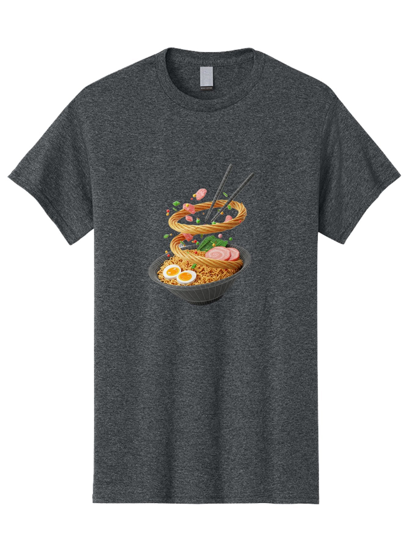 Ramen-Noodles Men'S Graphic Tee, 100% Cotton, Comfortable Casual Summer Wear, Machine Washable, Ramen Noodles, Delicious Bowl, Savory Dish, Asian Cuisine, Eggs, Sliced Pork, Green Onions, Chopsticks, Swirling Noodles, Foodie Art, Tasty Meal, Bab316 14
