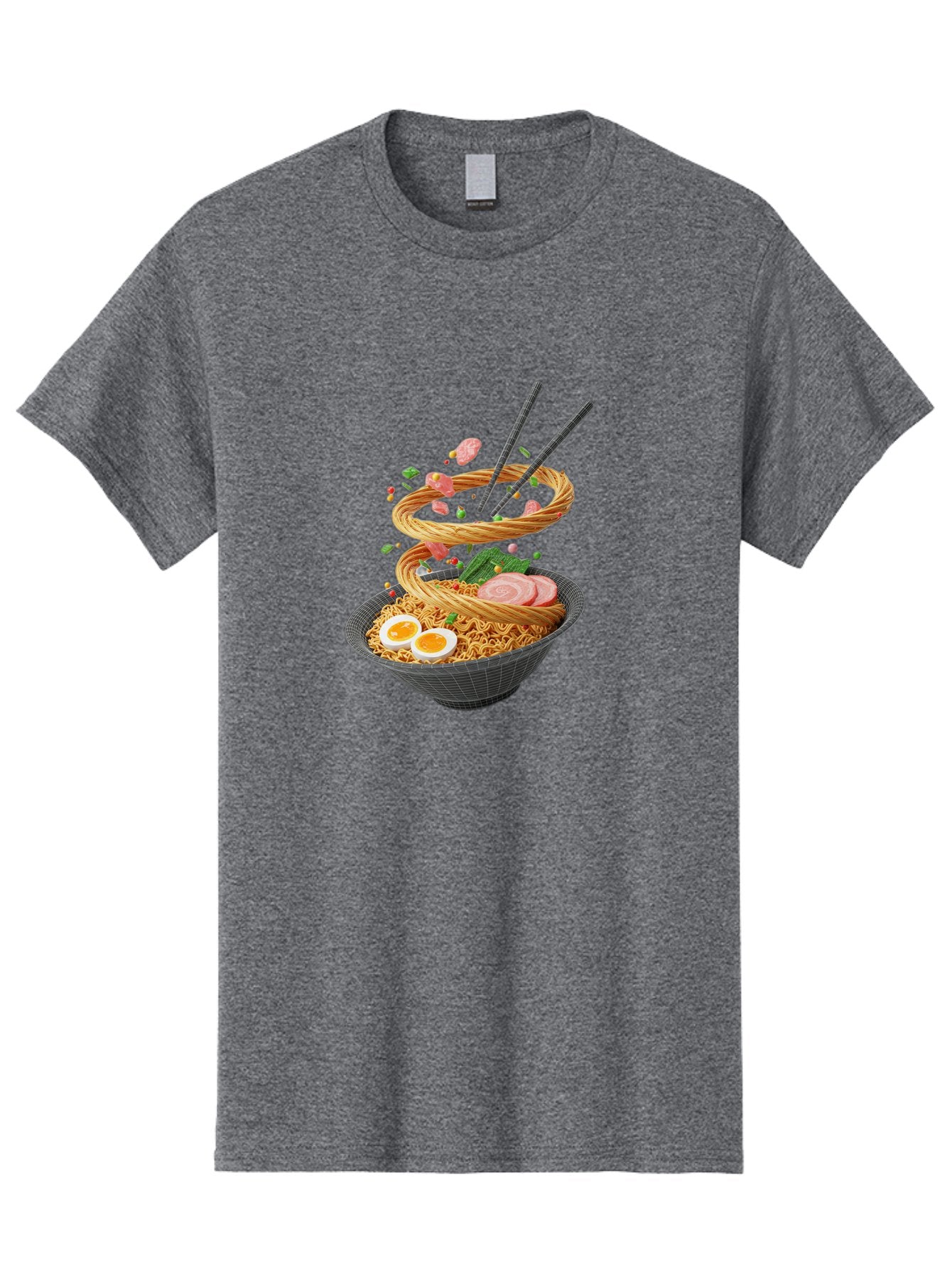 Ramen-Noodles Men'S Graphic Tee, 100% Cotton, Comfortable Casual Summer Wear, Machine Washable, Ramen Noodles, Delicious Bowl, Savory Dish, Asian Cuisine, Eggs, Sliced Pork, Green Onions, Chopsticks, Swirling Noodles, Foodie Art, Tasty Meal, Bab316 13