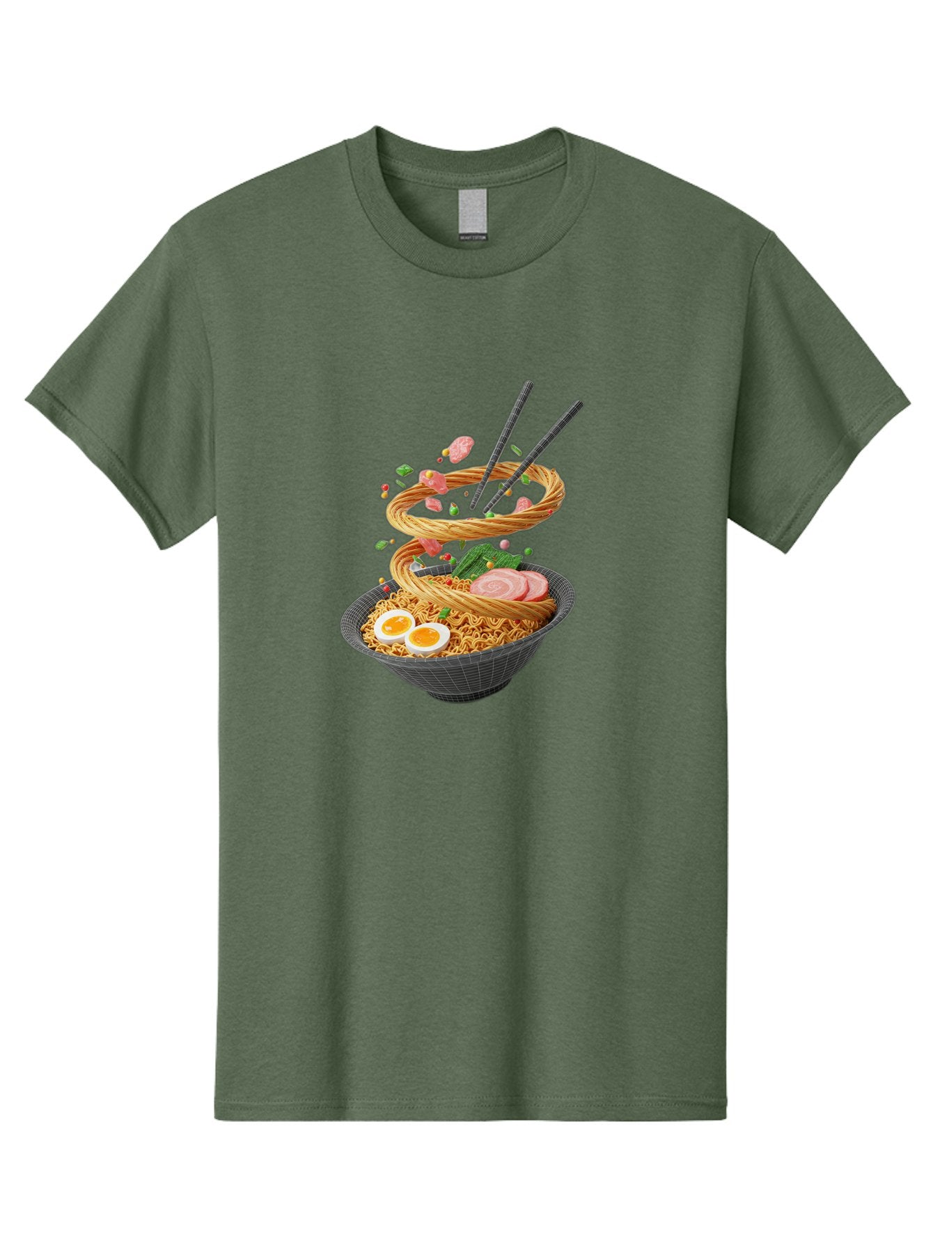 Ramen-Noodles Men'S Graphic Tee, 100% Cotton, Comfortable Casual Summer Wear, Machine Washable, Ramen Noodles, Delicious Bowl, Savory Dish, Asian Cuisine, Eggs, Sliced Pork, Green Onions, Chopsticks, Swirling Noodles, Foodie Art, Tasty Meal, Bab316 10
