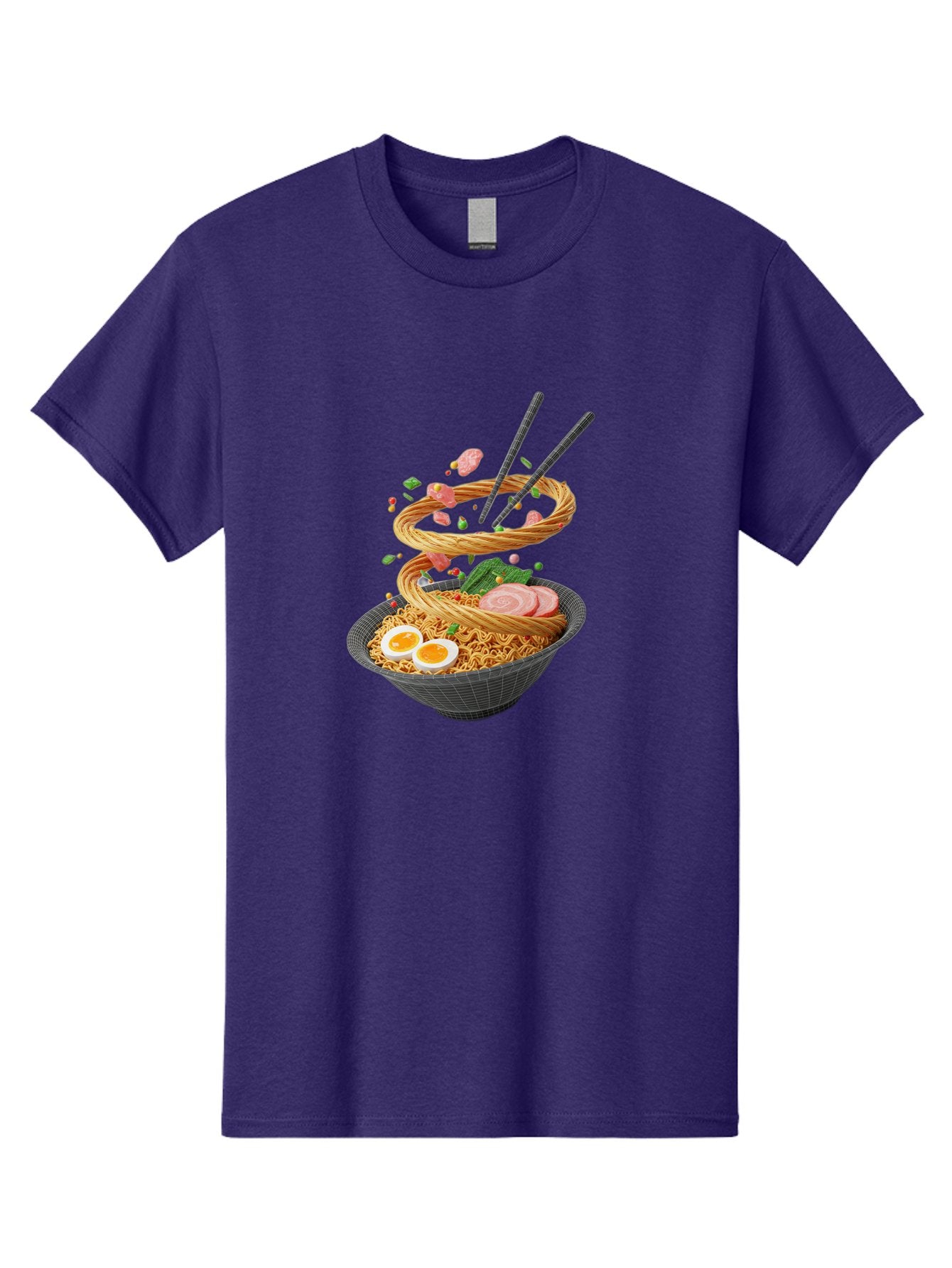 Ramen-Noodles Men'S Graphic Tee, 100% Cotton, Comfortable Casual Summer Wear, Machine Washable, Ramen Noodles, Delicious Bowl, Savory Dish, Asian Cuisine, Eggs, Sliced Pork, Green Onions, Chopsticks, Swirling Noodles, Foodie Art, Tasty Meal, Bab316 8