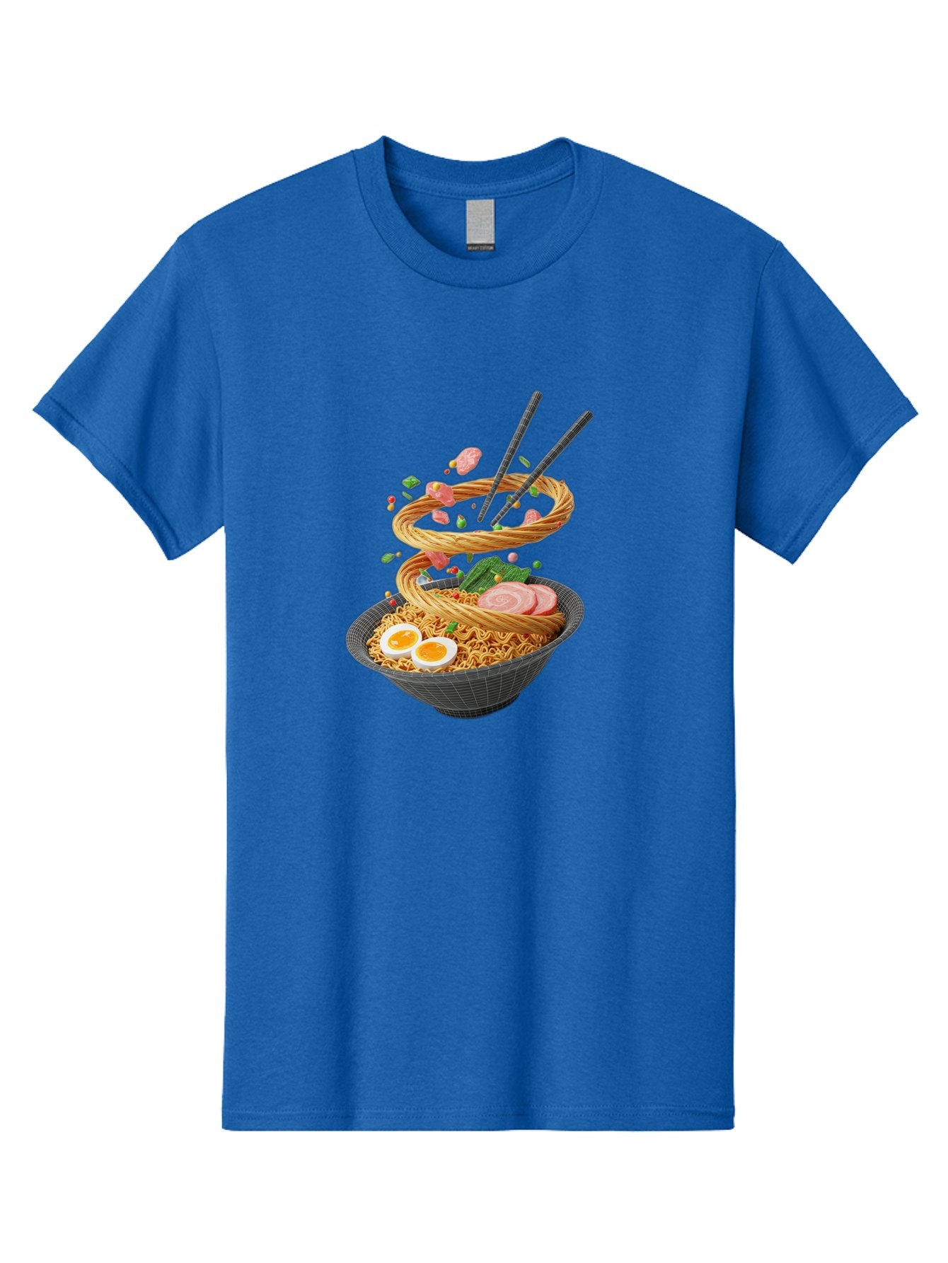 Ramen-Noodles Men'S Graphic Tee, 100% Cotton, Comfortable Casual Summer Wear, Machine Washable, Ramen Noodles, Delicious Bowl, Savory Dish, Asian Cuisine, Eggs, Sliced Pork, Green Onions, Chopsticks, Swirling Noodles, Foodie Art, Tasty Meal, Bab316 6