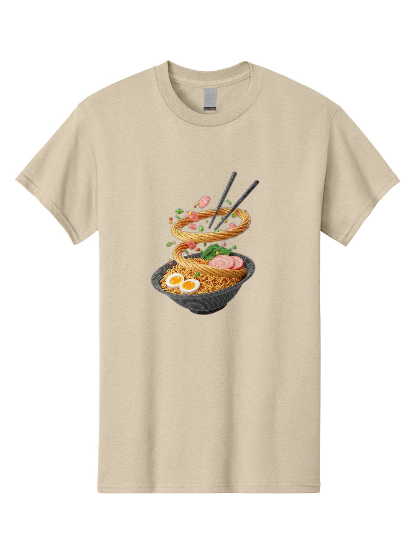 Ramen-Noodles Men'S Graphic Tee, 100% Cotton, Comfortable Casual Summer Wear, Machine Washable, Ramen Noodles, Delicious Bowl, Savory Dish, Asian Cuisine, Eggs, Sliced Pork, Green Onions, Chopsticks, Swirling Noodles, Foodie Art, Tasty Meal, Bab316 9