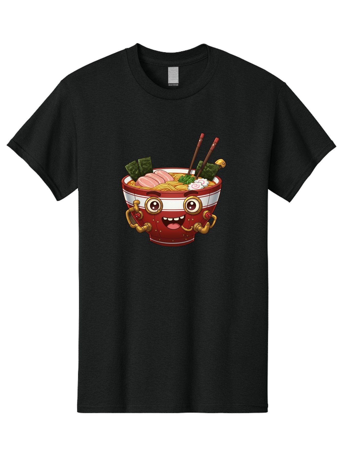 Ramen-Robot-1 Men'S Graphic Tee, 100% Cotton, Comfortable Casual Summer Wear, Machine Washable, Steaming Hot Ramen, Japanese Noodle Soup, Cartoon Ramen Bowl, Robotic Ramen, Delicious Food, Anime Style, Asian Cuisine, Tasty Noodles, Bab317