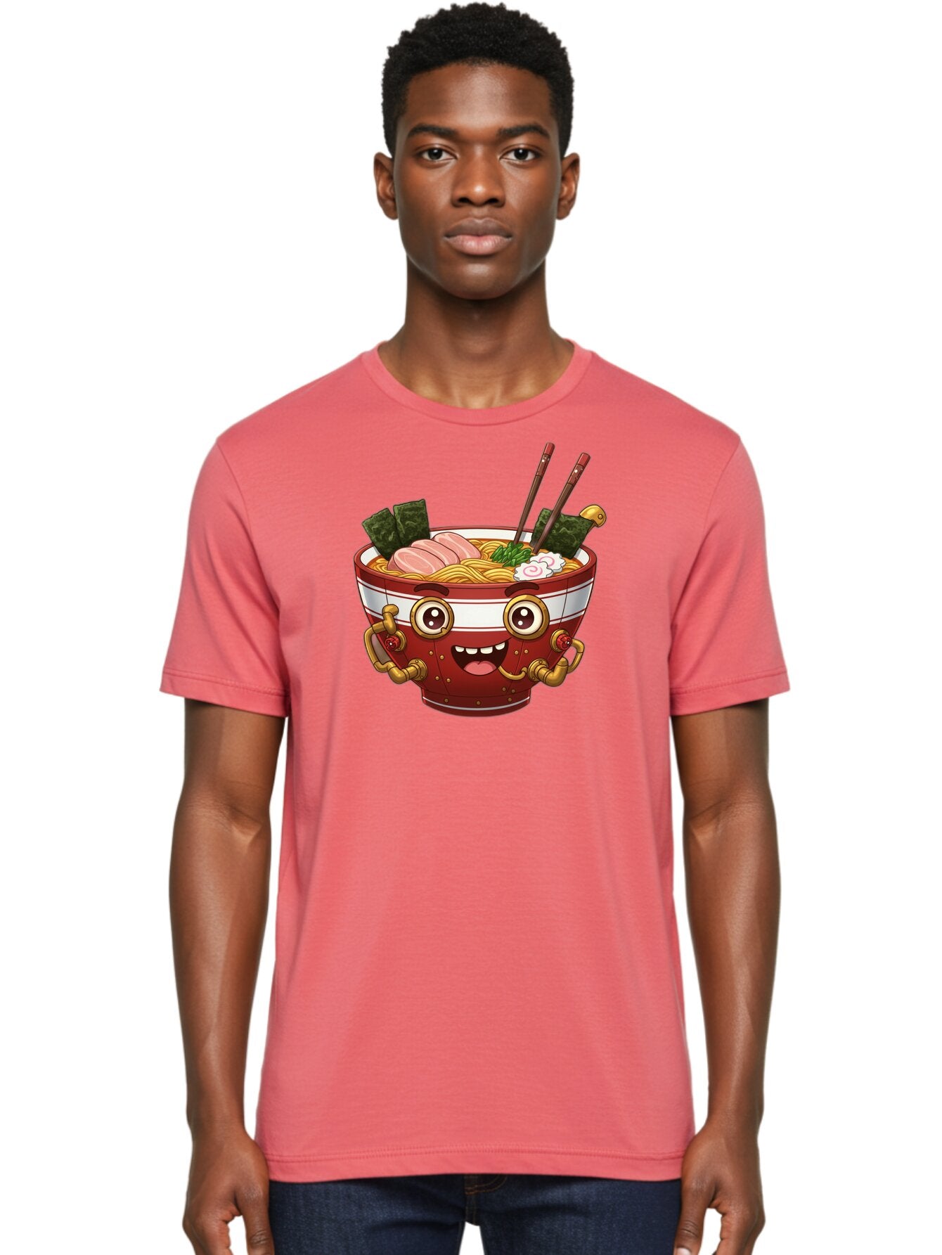 Ramen-Robot-1 Men'S Graphic Tee, 100% Cotton, Comfortable Casual Summer Wear, Machine Washable, Steaming Hot Ramen, Japanese Noodle Soup, Cartoon Ramen Bowl, Robotic Ramen, Delicious Food, Anime Style, Asian Cuisine, Tasty Noodles, Bab317 25