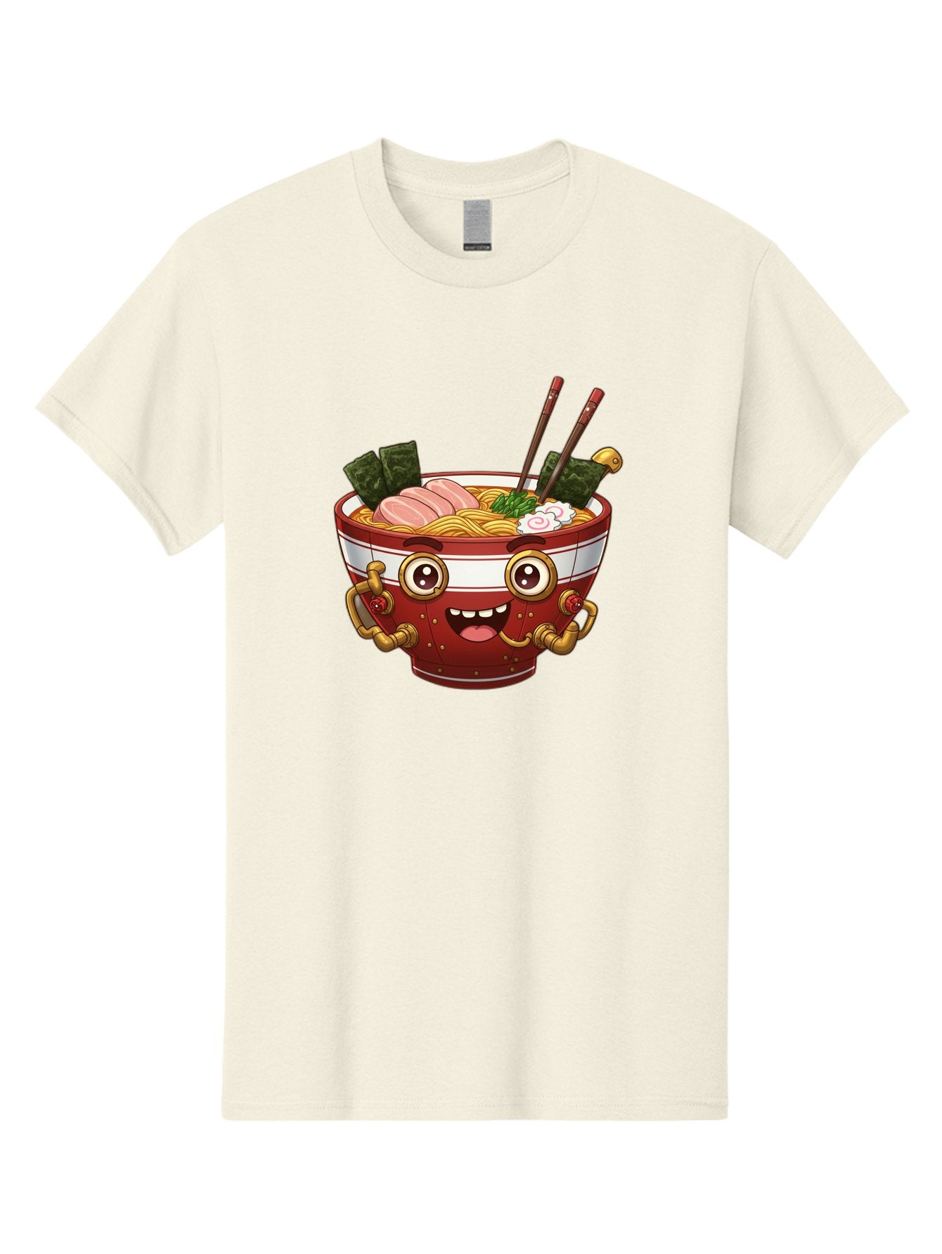 Ramen-Robot-1 Men'S Graphic Tee, 100% Cotton, Comfortable Casual Summer Wear, Machine Washable, Steaming Hot Ramen, Japanese Noodle Soup, Cartoon Ramen Bowl, Robotic Ramen, Delicious Food, Anime Style, Asian Cuisine, Tasty Noodles, Bab317