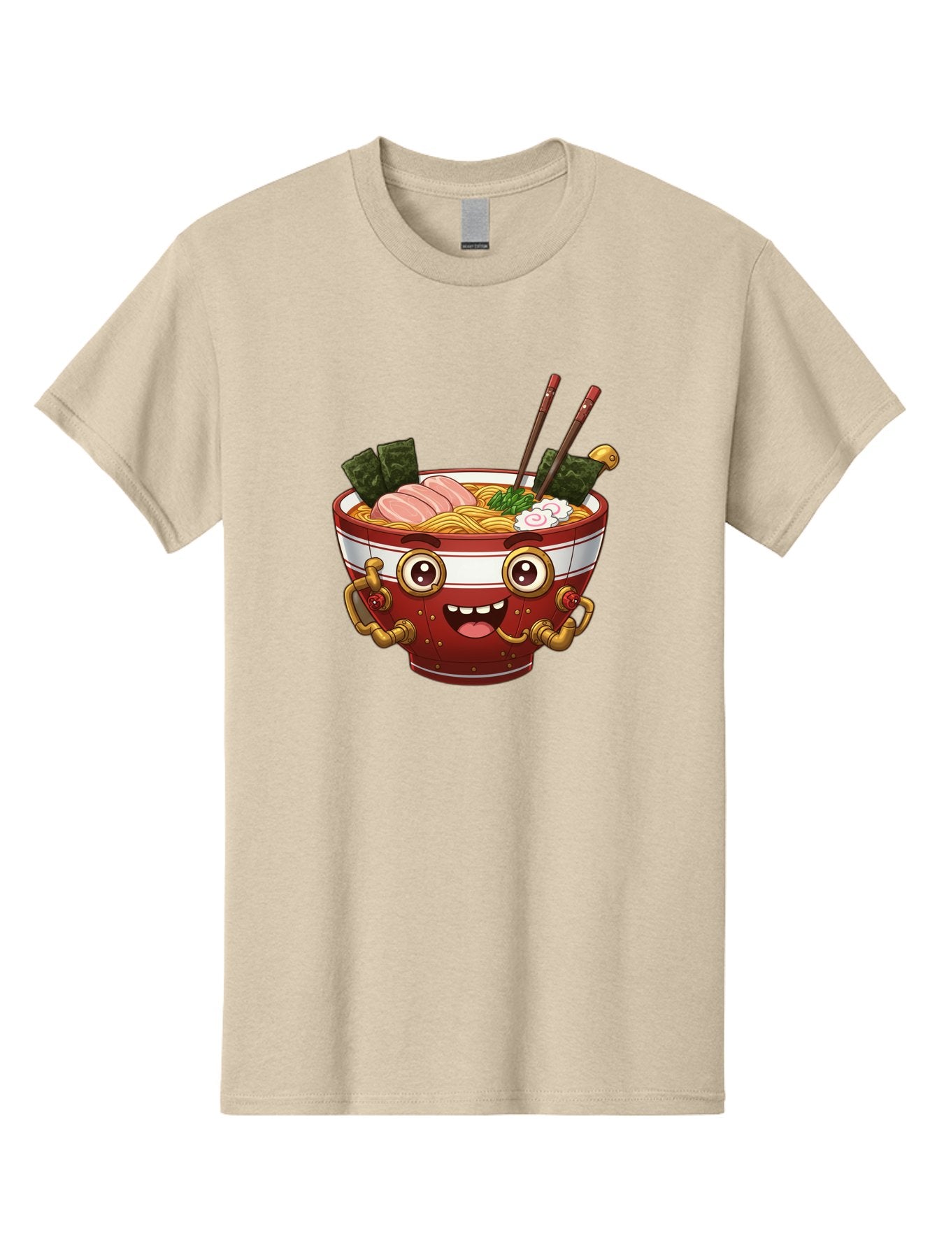 Ramen-Robot-1 Men'S Graphic Tee, 100% Cotton, Comfortable Casual Summer Wear, Machine Washable, Steaming Hot Ramen, Japanese Noodle Soup, Cartoon Ramen Bowl, Robotic Ramen, Delicious Food, Anime Style, Asian Cuisine, Tasty Noodles, Bab317 3