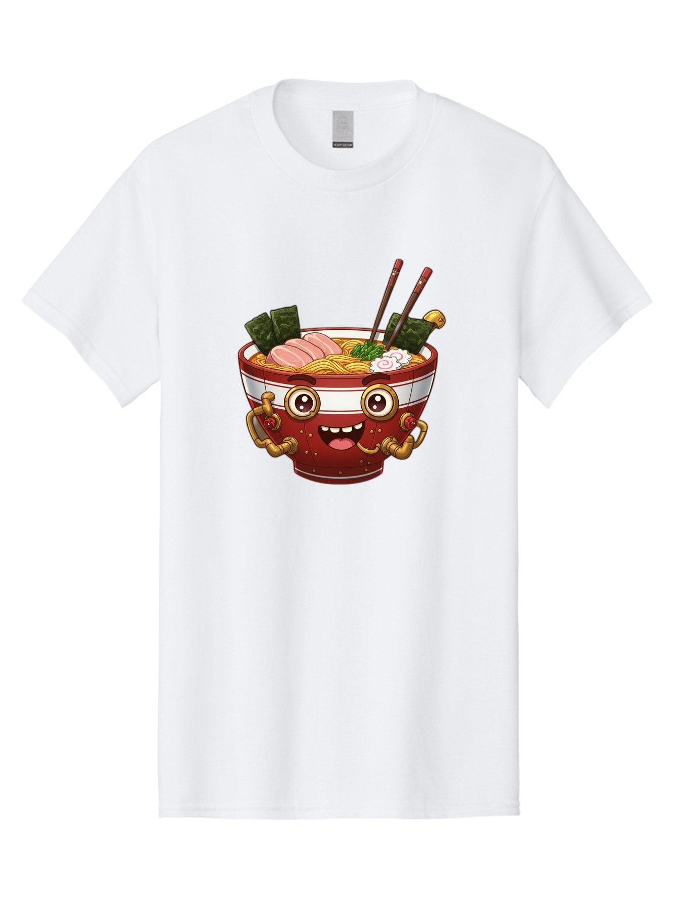 Ramen-Robot-1 Men'S Graphic Tee, 100% Cotton, Comfortable Casual Summer Wear, Machine Washable, Steaming Hot Ramen, Japanese Noodle Soup, Cartoon Ramen Bowl, Robotic Ramen, Delicious Food, Anime Style, Asian Cuisine, Tasty Noodles, Bab317 12