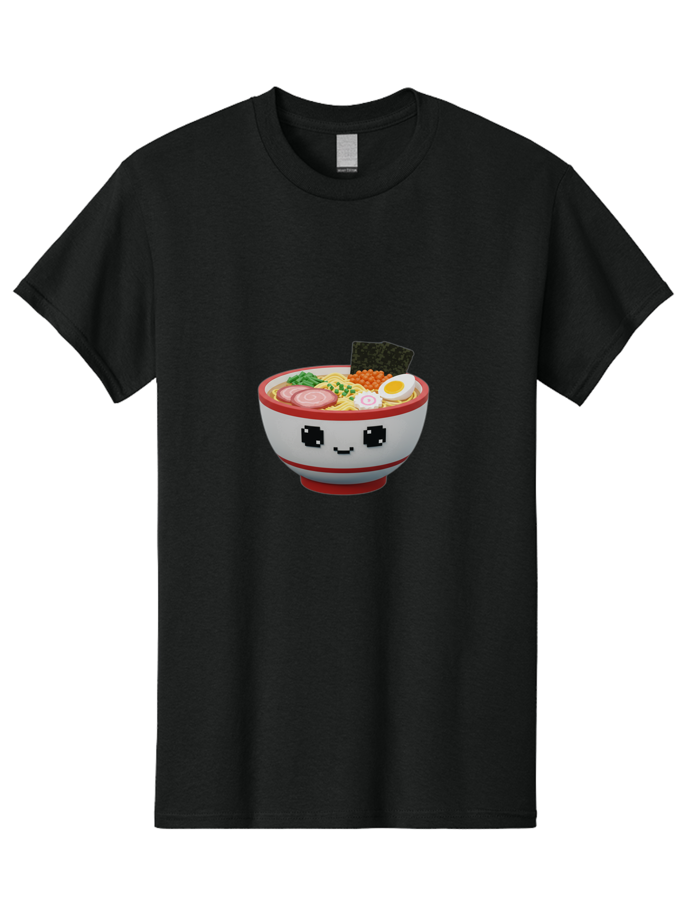 Ramen Men'S Graphic Tee, 100% Cotton, Comfortable Casual Summer Wear, Machine Washable, Cartoon Ramen Bowl, Pixel Art Style, Delicious Noodle Soup, Tasty Ingredients, Boiled Egg, Seaweed, Kawaii Food, Adorable Character, Anime Inspired, Bab321