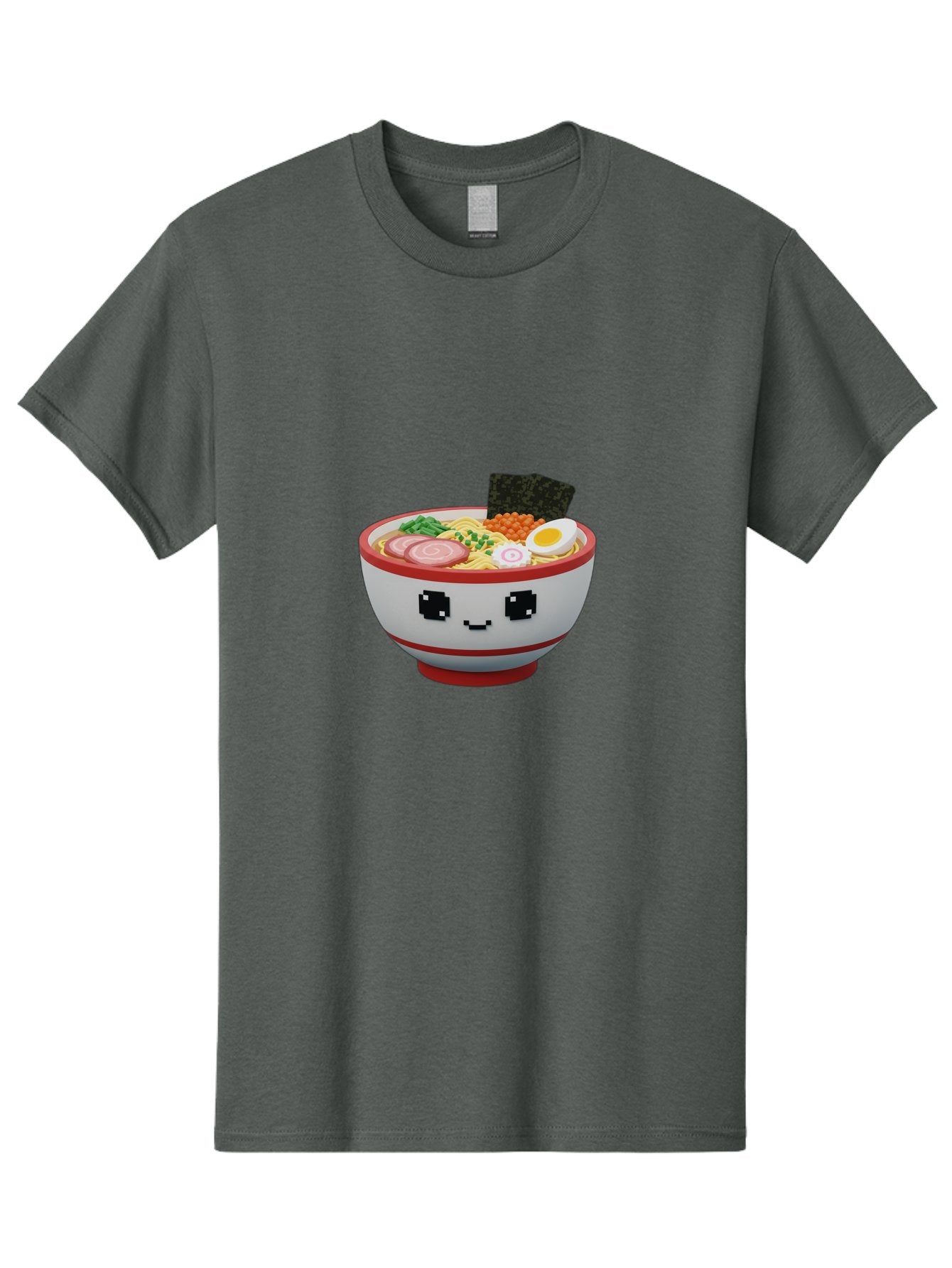 Ramen Men'S Graphic Tee, 100% Cotton, Comfortable Casual Summer Wear, Machine Washable, Cartoon Ramen Bowl, Pixel Art Style, Delicious Noodle Soup, Tasty Ingredients, Boiled Egg, Seaweed, Kawaii Food, Adorable Character, Anime Inspired, Bab321