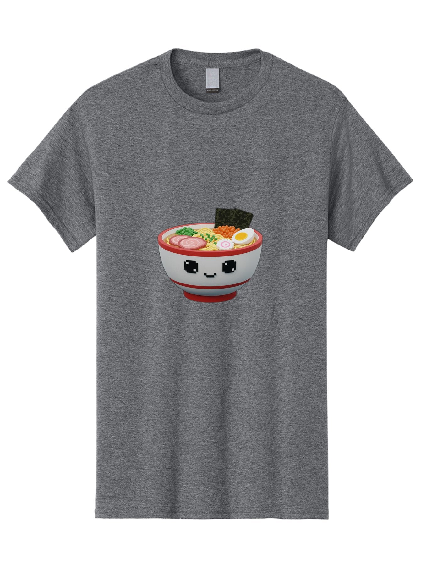 Ramen Men'S Graphic Tee, 100% Cotton, Comfortable Casual Summer Wear, Machine Washable, Cartoon Ramen Bowl, Pixel Art Style, Delicious Noodle Soup, Tasty Ingredients, Boiled Egg, Seaweed, Kawaii Food, Adorable Character, Anime Inspired, Bab321 5
