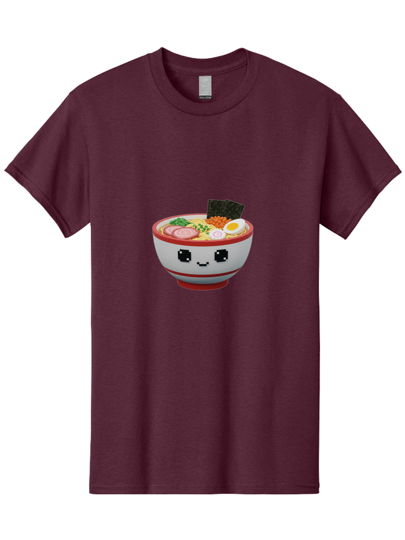 Ramen Men'S Graphic Tee, 100% Cotton, Comfortable Casual Summer Wear, Machine Washable, Cartoon Ramen Bowl, Pixel Art Style, Delicious Noodle Soup, Tasty Ingredients, Boiled Egg, Seaweed, Kawaii Food, Adorable Character, Anime Inspired, Bab321 3