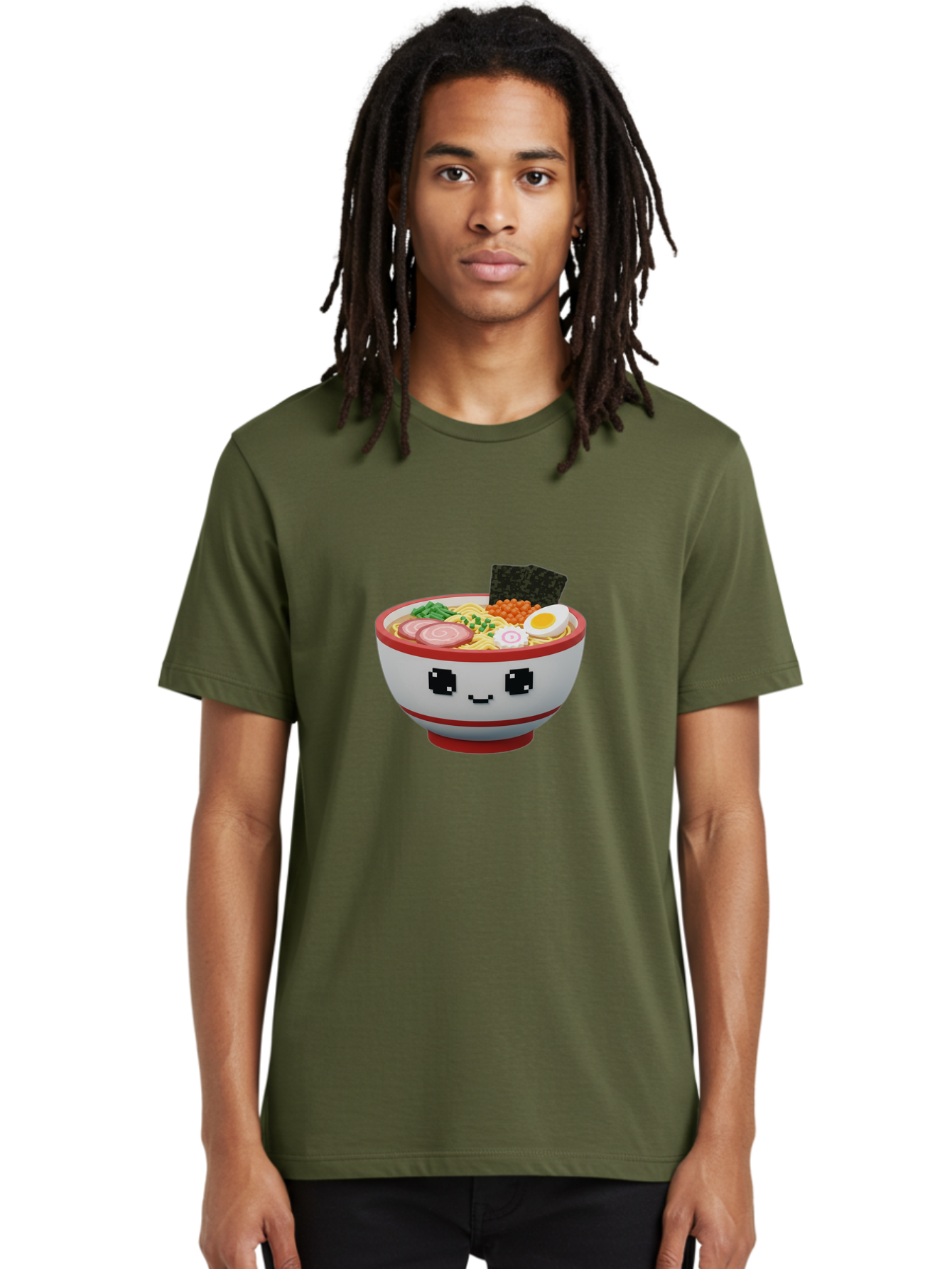 Ramen Men'S Graphic Tee, 100% Cotton, Comfortable Casual Summer Wear, Machine Washable, Cartoon Ramen Bowl, Pixel Art Style, Delicious Noodle Soup, Tasty Ingredients, Boiled Egg, Seaweed, Kawaii Food, Adorable Character, Anime Inspired, Bab321 10