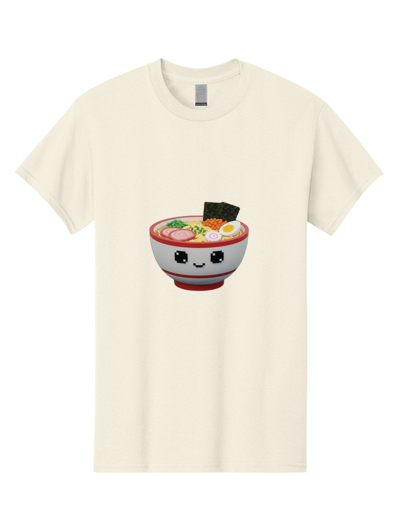 Ramen Men'S Graphic Tee, 100% Cotton, Comfortable Casual Summer Wear, Machine Washable, Cartoon Ramen Bowl, Pixel Art Style, Delicious Noodle Soup, Tasty Ingredients, Boiled Egg, Seaweed, Kawaii Food, Adorable Character, Anime Inspired, Bab321 7
