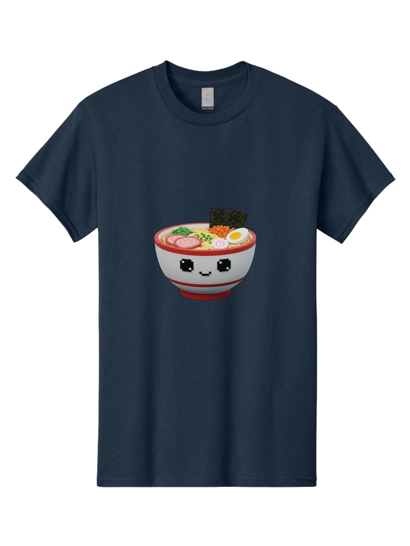 Ramen Men'S Graphic Tee, 100% Cotton, Comfortable Casual Summer Wear, Machine Washable, Cartoon Ramen Bowl, Pixel Art Style, Delicious Noodle Soup, Tasty Ingredients, Boiled Egg, Seaweed, Kawaii Food, Adorable Character, Anime Inspired, Bab321 11