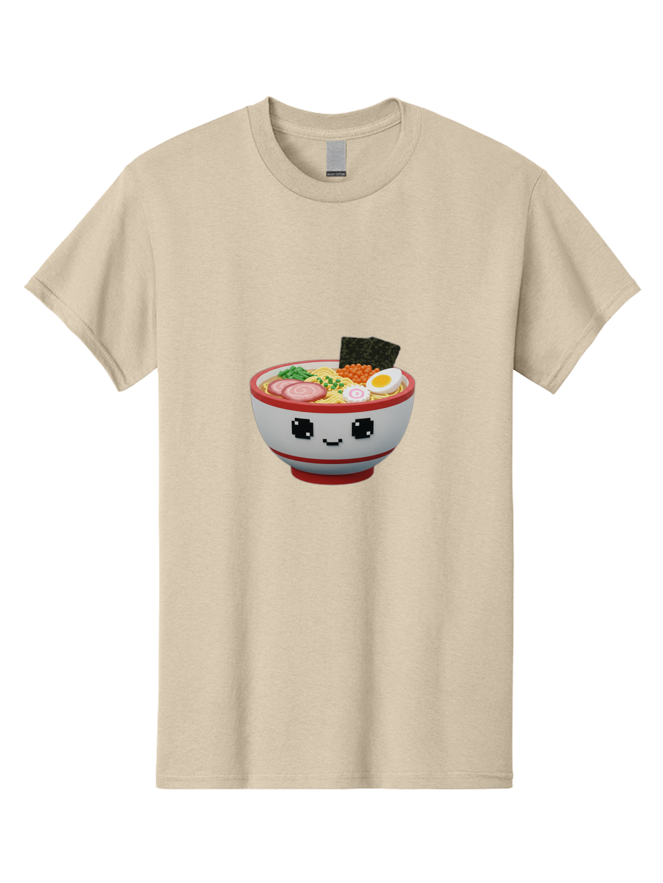 Ramen Men'S Graphic Tee, 100% Cotton, Comfortable Casual Summer Wear, Machine Washable, Cartoon Ramen Bowl, Pixel Art Style, Delicious Noodle Soup, Tasty Ingredients, Boiled Egg, Seaweed, Kawaii Food, Adorable Character, Anime Inspired, Bab321 19