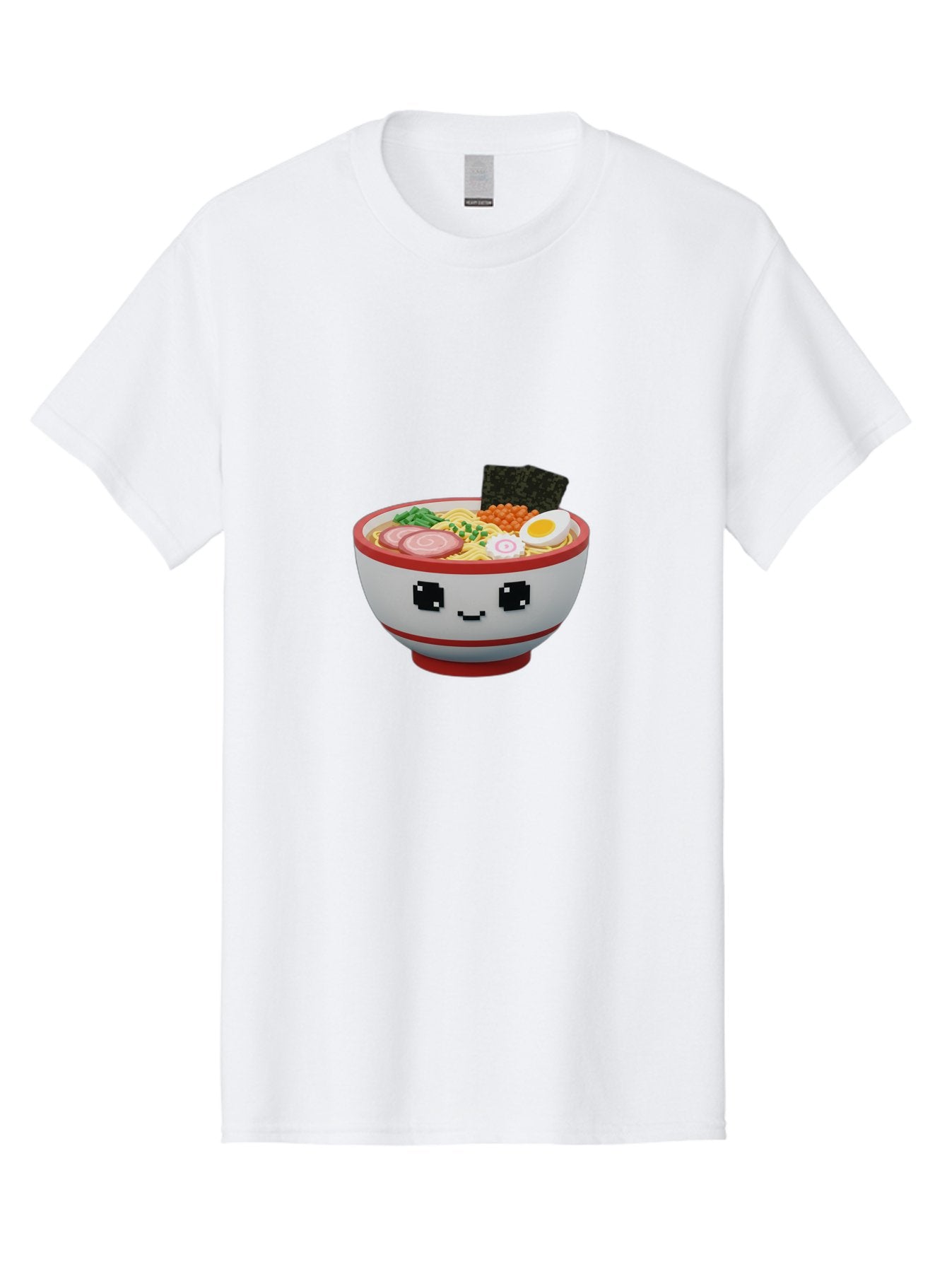 Ramen Men'S Graphic Tee, 100% Cotton, Comfortable Casual Summer Wear, Machine Washable, Cartoon Ramen Bowl, Pixel Art Style, Delicious Noodle Soup, Tasty Ingredients, Boiled Egg, Seaweed, Kawaii Food, Adorable Character, Anime Inspired, Bab321 4