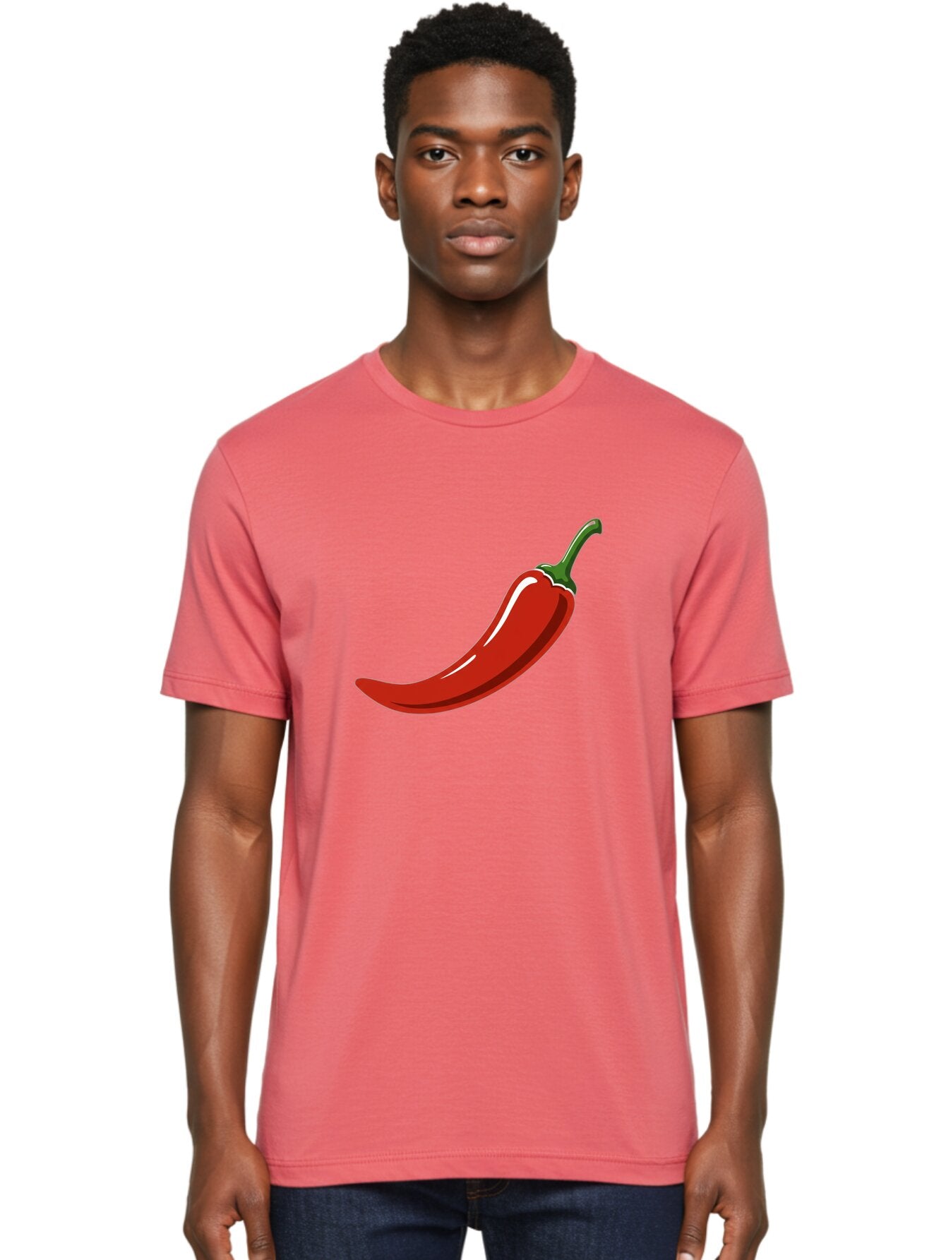 Red-Chili-Pepper Men'S Graphic Tee, 100% Cotton, Comfortable Casual Summer Wear, Machine Washable, Red Chili Pepper, Spicy Ingredient, Hot Pepper, Glossy Texture, Vibrant Red Color, Culinary Spice, Chili Pepper Icon Bab324 28