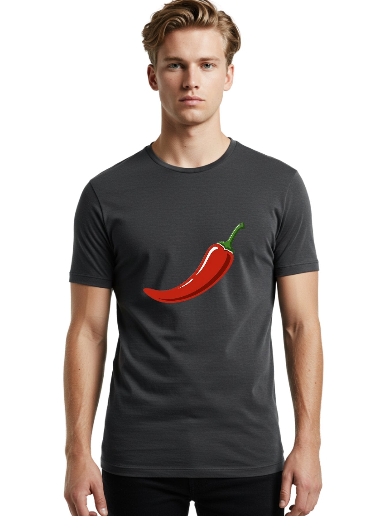 Red-Chili-Pepper Men'S Graphic Tee, 100% Cotton, Comfortable Casual Summer Wear, Machine Washable, Red Chili Pepper, Spicy Ingredient, Hot Pepper, Glossy Texture, Vibrant Red Color, Culinary Spice, Chili Pepper Icon Bab324 16