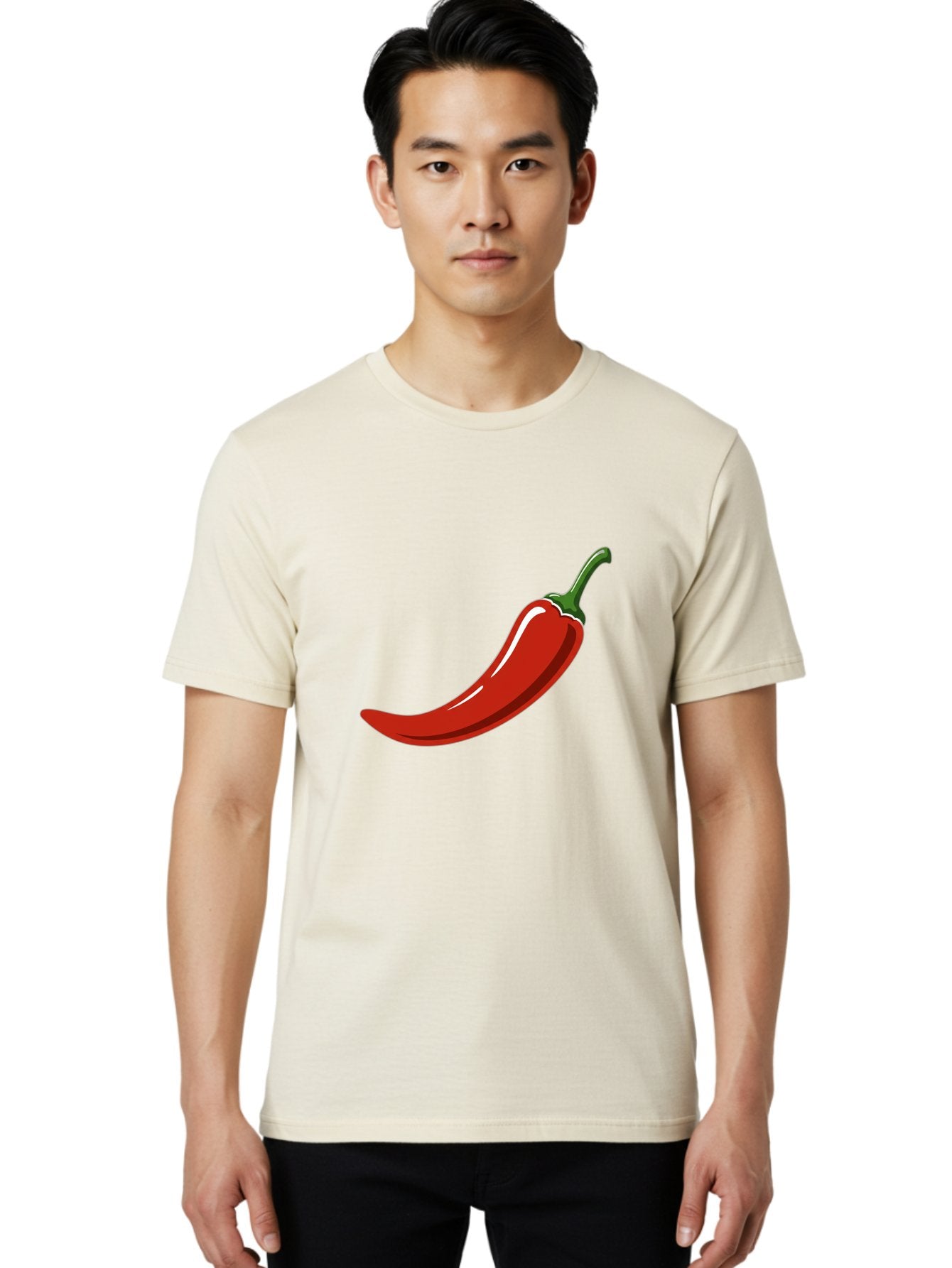 Red-Chili-Pepper Men'S Graphic Tee, 100% Cotton, Comfortable Casual Summer Wear, Machine Washable, Red Chili Pepper, Spicy Ingredient, Hot Pepper, Glossy Texture, Vibrant Red Color, Culinary Spice, Chili Pepper Icon Bab324 17