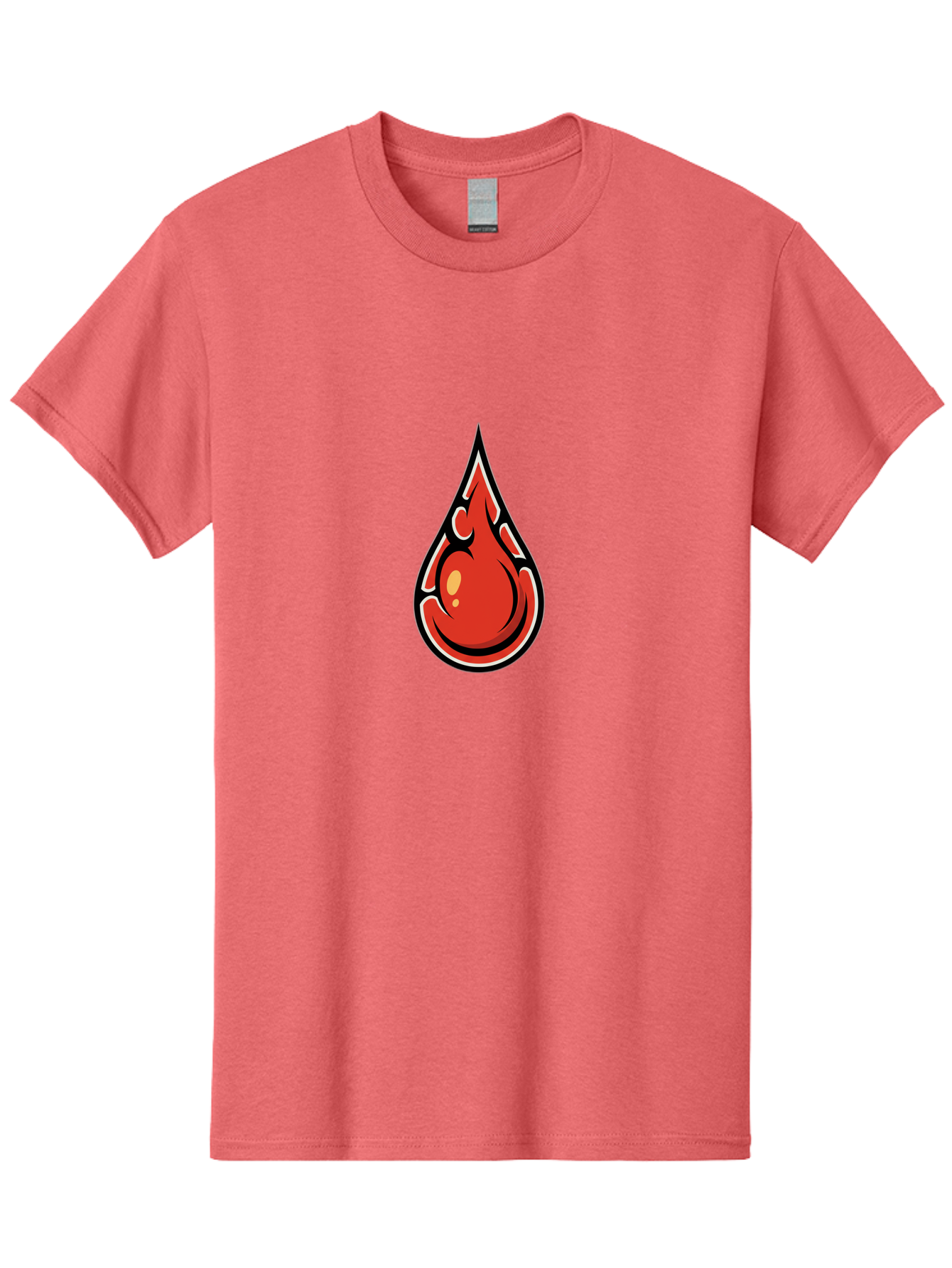 Red-Drop Men'S Graphic Tee, 100% Cotton, Comfortable Casual Summer Wear, Machine Washable, Flame Design, Teardrop Shape, Bold Graphics, Abstract Art, Vibrant Red, Dynamic Illustration, Stylized Flame, Modern Graphic Design, Fiery Element, Bab326 23