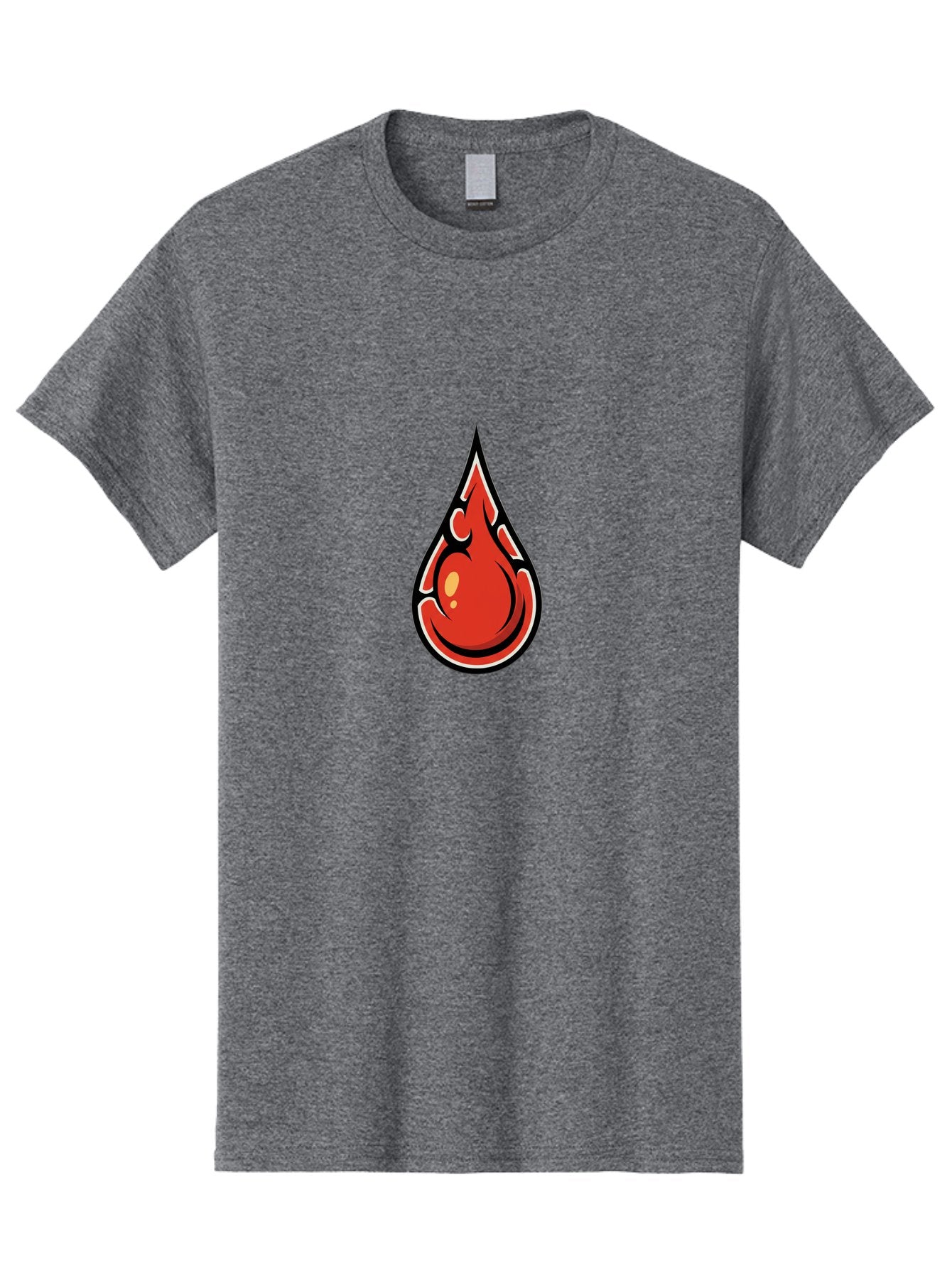 Red-Drop Men'S Graphic Tee, 100% Cotton, Comfortable Casual Summer Wear, Machine Washable, Flame Design, Teardrop Shape, Bold Graphics, Abstract Art, Vibrant Red, Dynamic Illustration, Stylized Flame, Modern Graphic Design, Fiery Element, Bab326 7