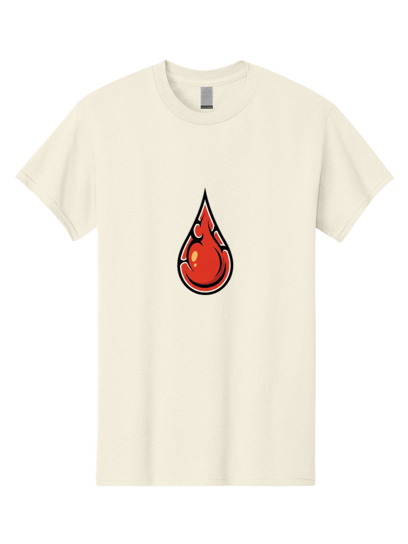 Red-Drop Men'S Graphic Tee, 100% Cotton, Comfortable Casual Summer Wear, Machine Washable, Flame Design, Teardrop Shape, Bold Graphics, Abstract Art, Vibrant Red, Dynamic Illustration, Stylized Flame, Modern Graphic Design, Fiery Element, Bab326 3
