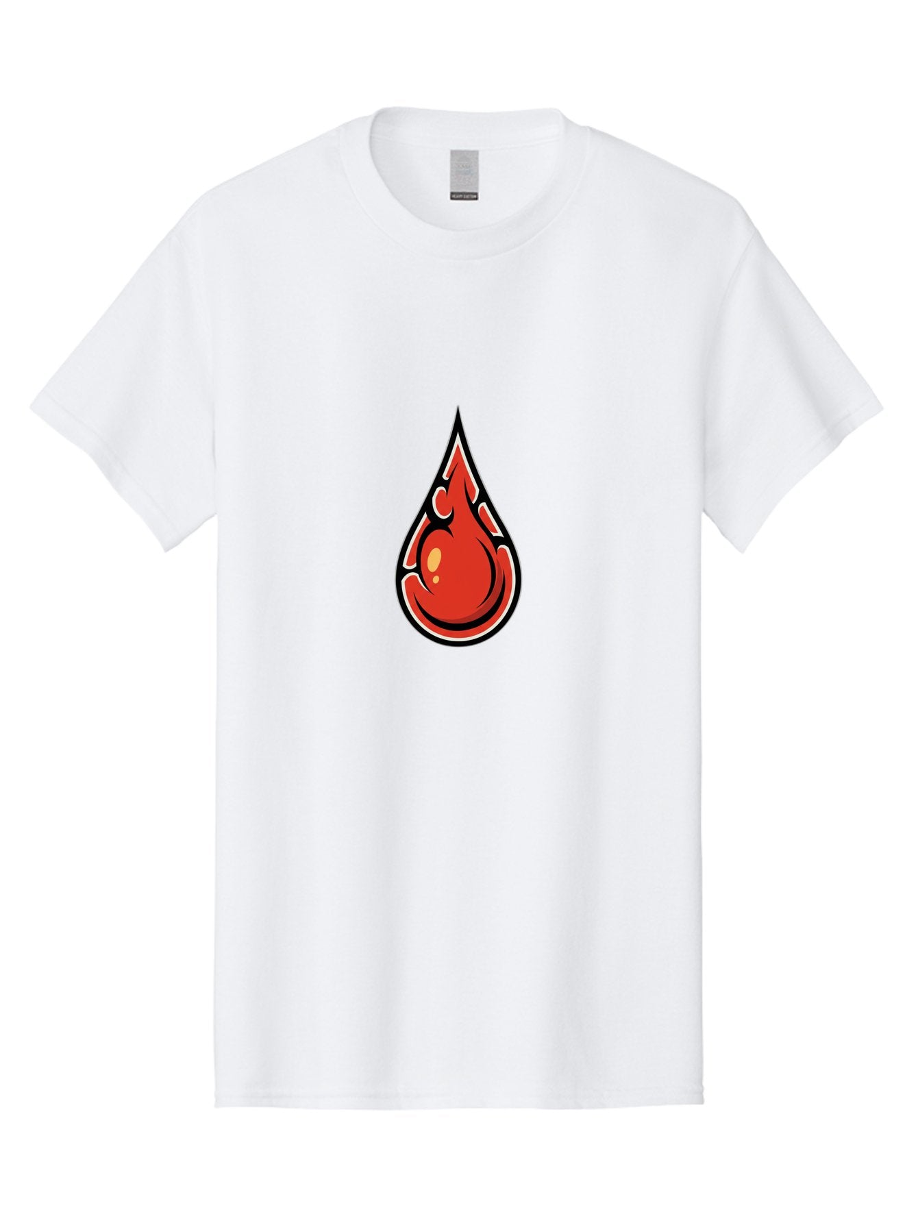Red-Drop Men'S Graphic Tee, 100% Cotton, Comfortable Casual Summer Wear, Machine Washable, Flame Design, Teardrop Shape, Bold Graphics, Abstract Art, Vibrant Red, Dynamic Illustration, Stylized Flame, Modern Graphic Design, Fiery Element, Bab326