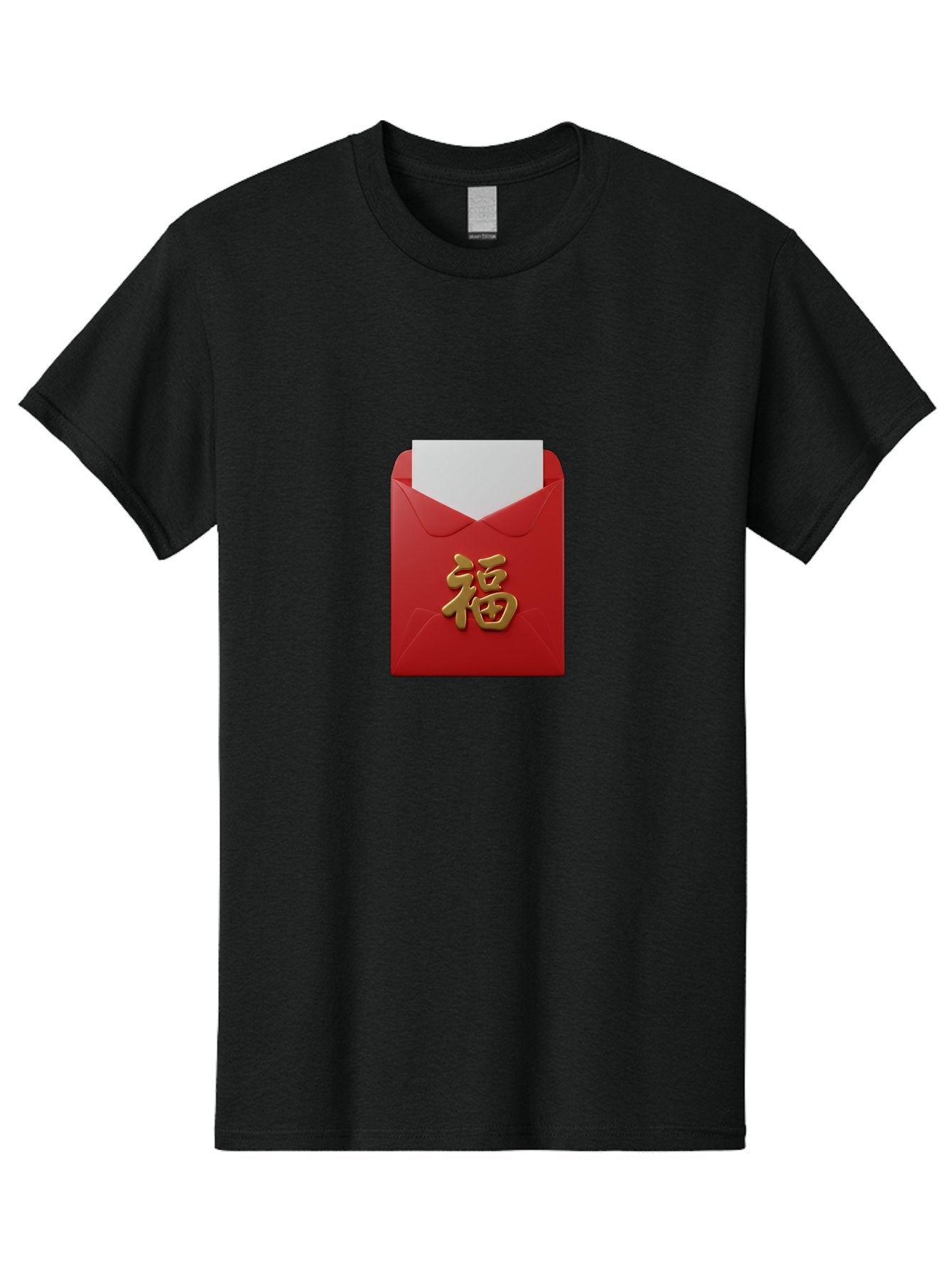 Red-Envelope-With-Fu-Character Men'S Graphic Tee, 100% Cotton, Comfortable Casual Summer Wear, Machine Washable, Red Envelope With Gold Chinese Character, Chinese New Year Gift, Lucky Money, Prosperity Symbol, Cultural Tradition, Bab327 14