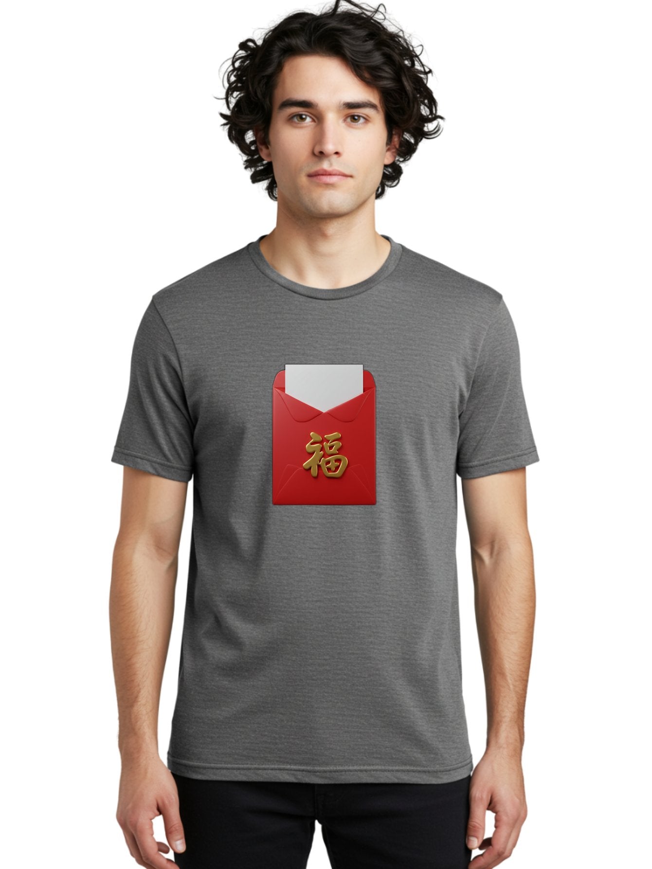 Red-Envelope-With-Fu-Character Men'S Graphic Tee, 100% Cotton, Comfortable Casual Summer Wear, Machine Washable, Red Envelope With Gold Chinese Character, Chinese New Year Gift, Lucky Money, Prosperity Symbol, Cultural Tradition, Bab327 20