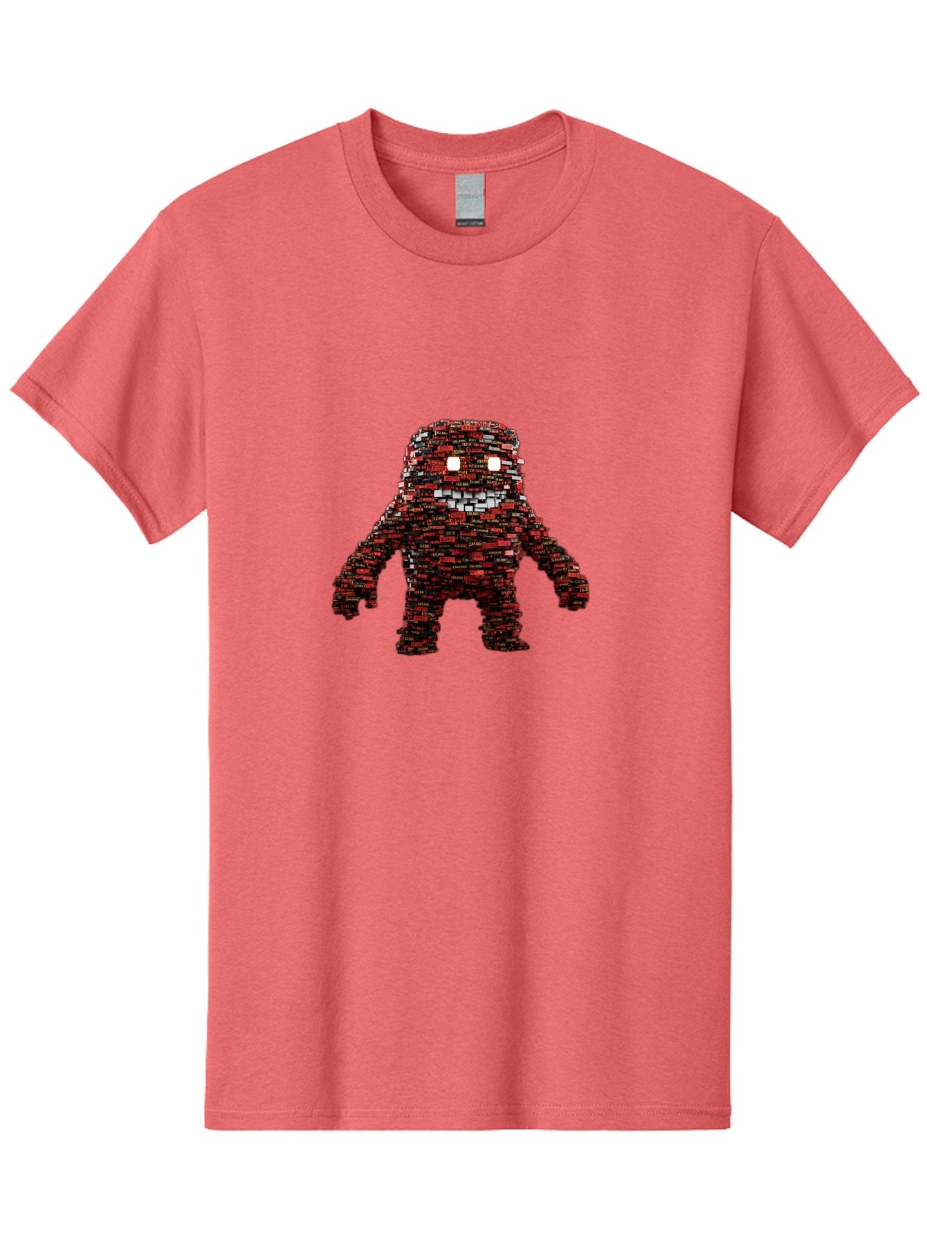 Red-Pixel-Monster Men'S Graphic Tee, 100% Cotton, Comfortable Casual Summer Wear, Machine Washable, Mosaic Art, Pixelated Creature, Red And Black Hues, Glowing Eyes, Abstract Character, Digital Artwork, Creative Design, Futuristic Being, Bab330 8