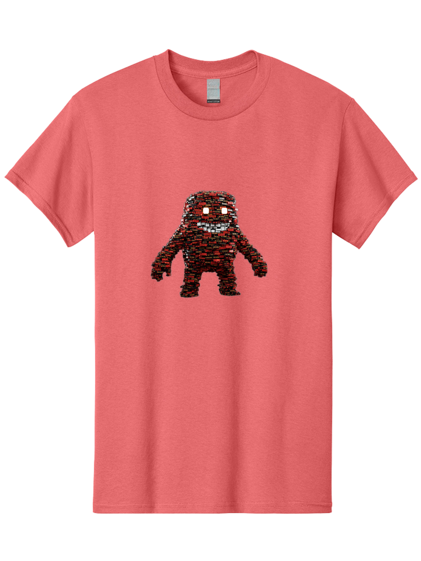 Red-Pixel-Monster Men'S Graphic Tee, 100% Cotton, Comfortable Casual Summer Wear, Machine Washable, Mosaic Art, Pixelated Creature, Red And Black Hues, Glowing Eyes, Abstract Character, Digital Artwork, Creative Design, Futuristic Being, Bab330 11