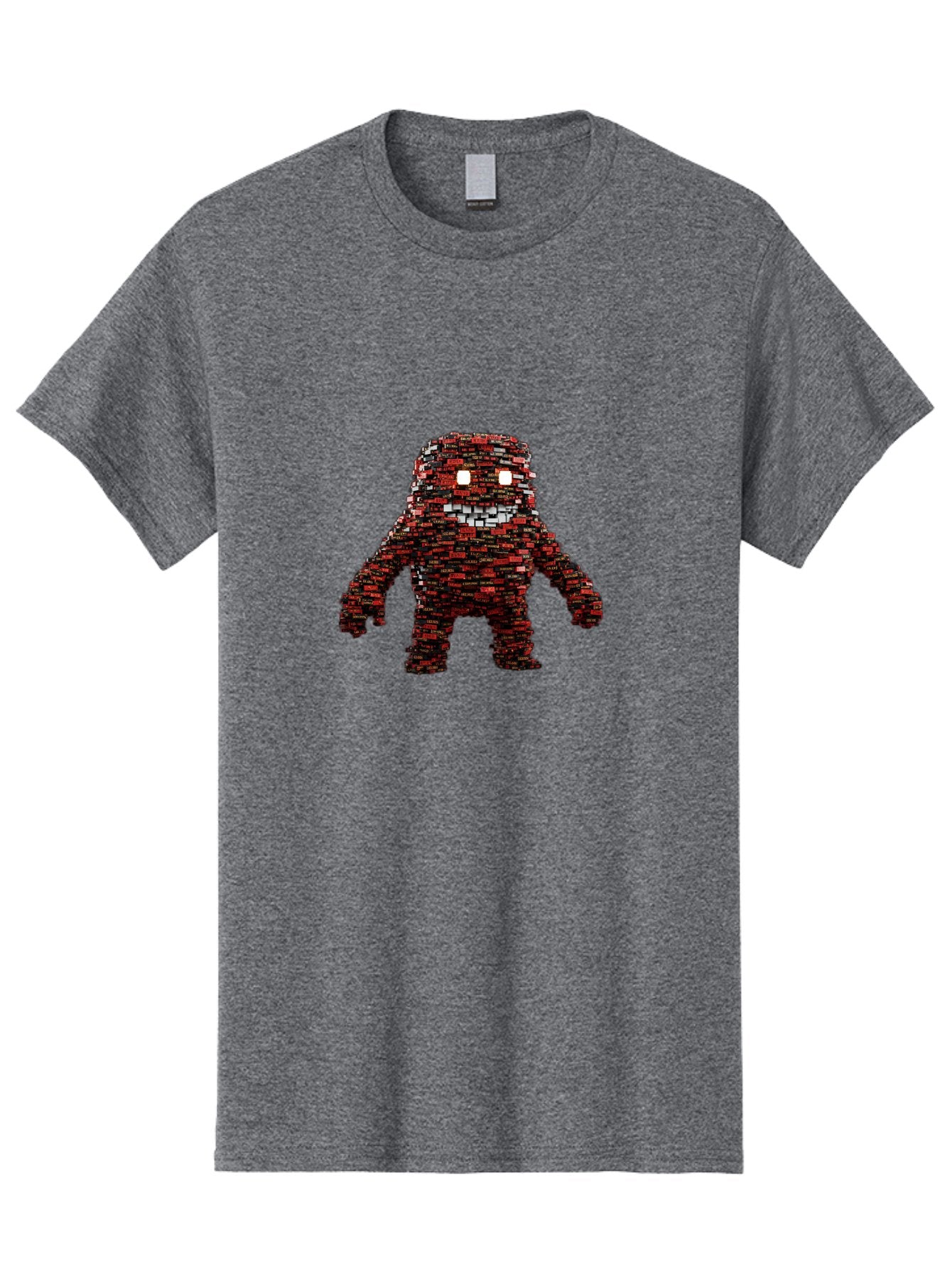 Red-Pixel-Monster Men'S Graphic Tee, 100% Cotton, Comfortable Casual Summer Wear, Machine Washable, Mosaic Art, Pixelated Creature, Red And Black Hues, Glowing Eyes, Abstract Character, Digital Artwork, Creative Design, Futuristic Being, Bab330