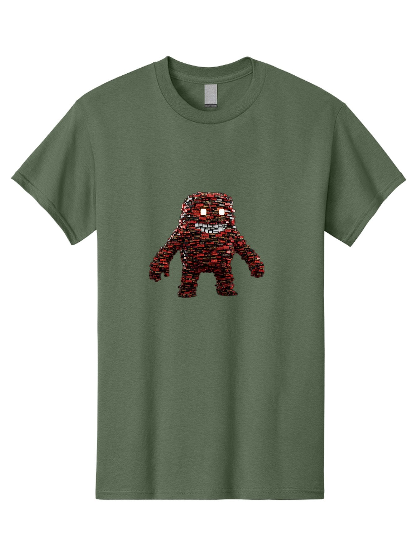 Red-Pixel-Monster Men'S Graphic Tee, 100% Cotton, Comfortable Casual Summer Wear, Machine Washable, Mosaic Art, Pixelated Creature, Red And Black Hues, Glowing Eyes, Abstract Character, Digital Artwork, Creative Design, Futuristic Being, Bab330 11