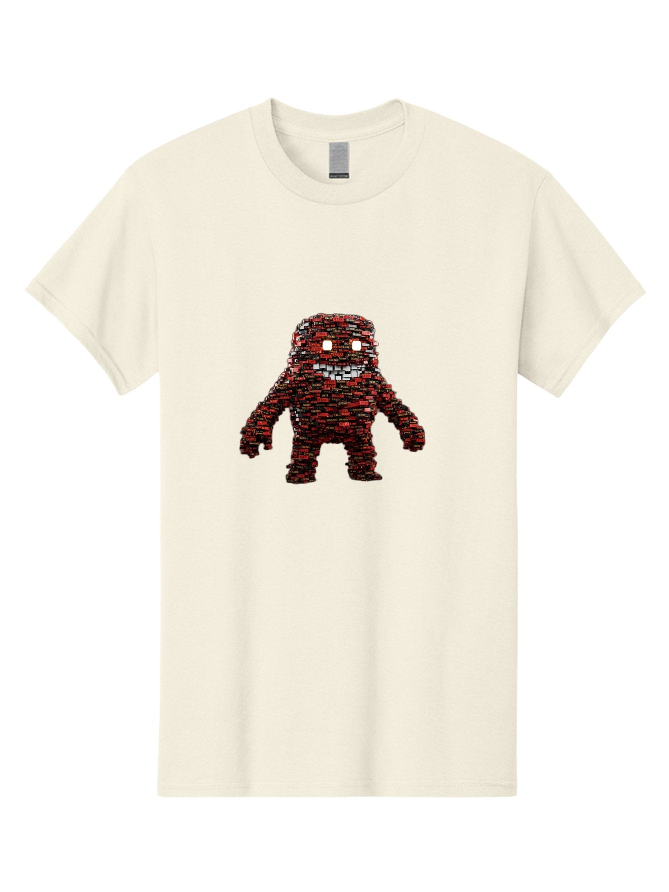 Red-Pixel-Monster Men'S Graphic Tee, 100% Cotton, Comfortable Casual Summer Wear, Machine Washable, Mosaic Art, Pixelated Creature, Red And Black Hues, Glowing Eyes, Abstract Character, Digital Artwork, Creative Design, Futuristic Being, Bab330 6