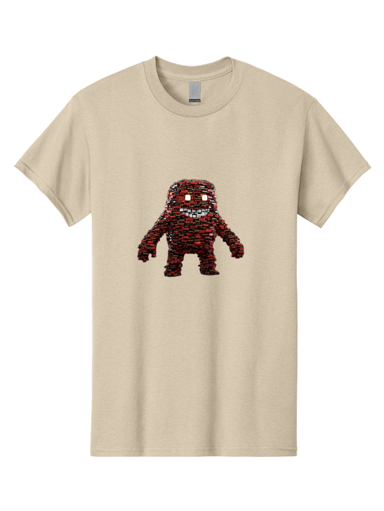 Red-Pixel-Monster Men'S Graphic Tee, 100% Cotton, Comfortable Casual Summer Wear, Machine Washable, Mosaic Art, Pixelated Creature, Red And Black Hues, Glowing Eyes, Abstract Character, Digital Artwork, Creative Design, Futuristic Being, Bab330 4