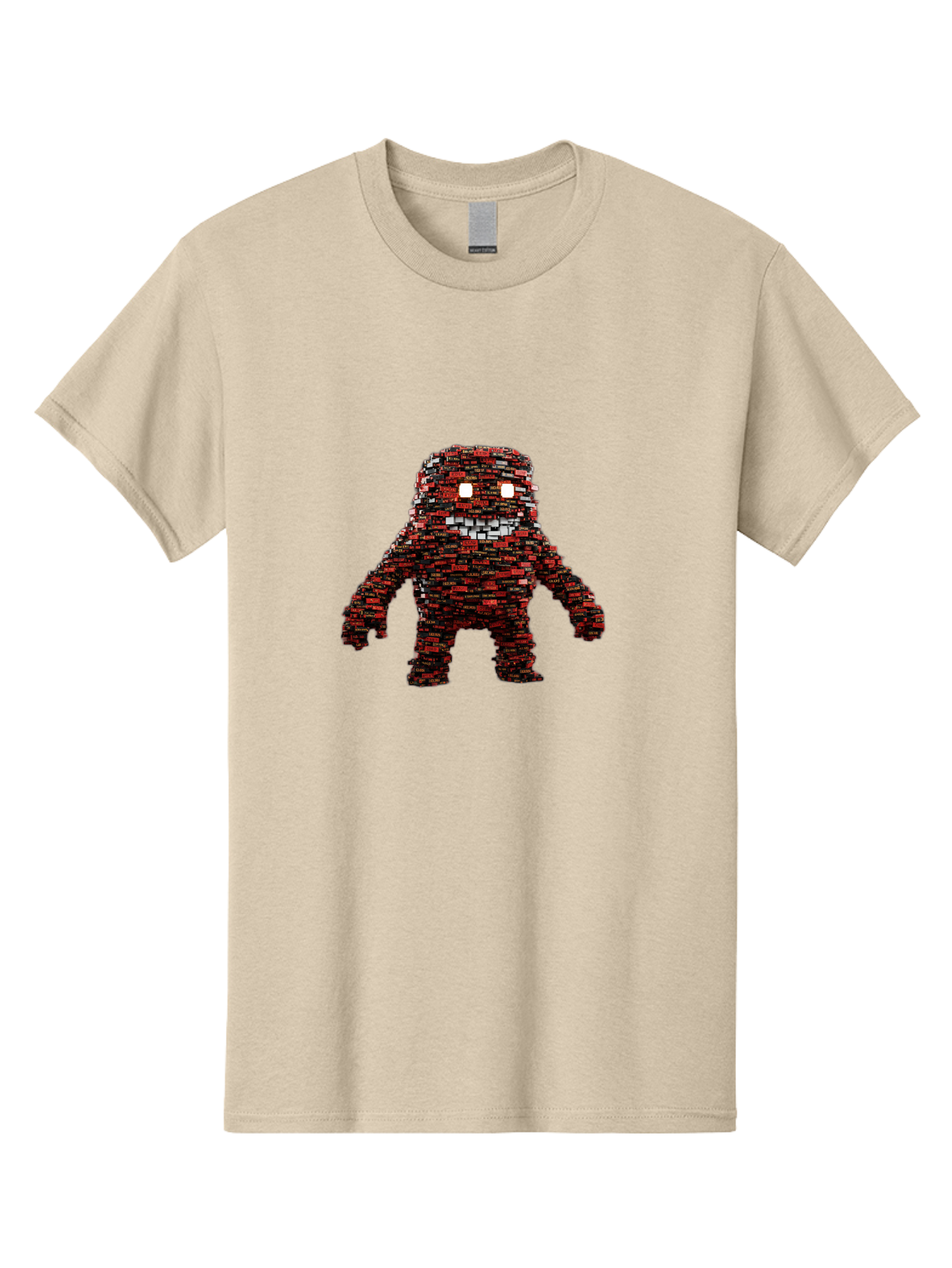 Red-Pixel-Monster Men'S Graphic Tee, 100% Cotton, Comfortable Casual Summer Wear, Machine Washable, Mosaic Art, Pixelated Creature, Red And Black Hues, Glowing Eyes, Abstract Character, Digital Artwork, Creative Design, Futuristic Being, Bab330 23