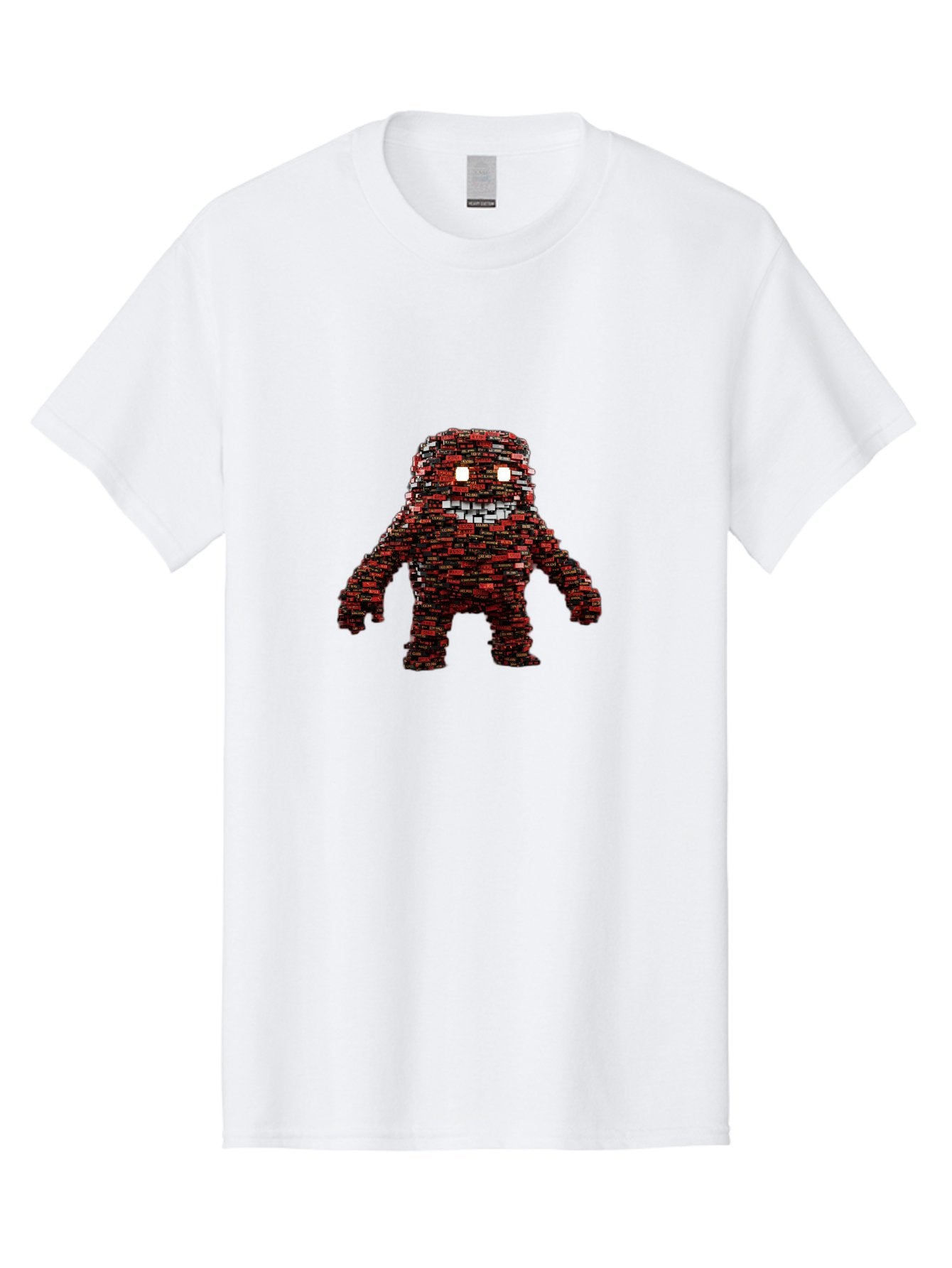 Red-Pixel-Monster Men'S Graphic Tee, 100% Cotton, Comfortable Casual Summer Wear, Machine Washable, Mosaic Art, Pixelated Creature, Red And Black Hues, Glowing Eyes, Abstract Character, Digital Artwork, Creative Design, Futuristic Being, Bab330 5