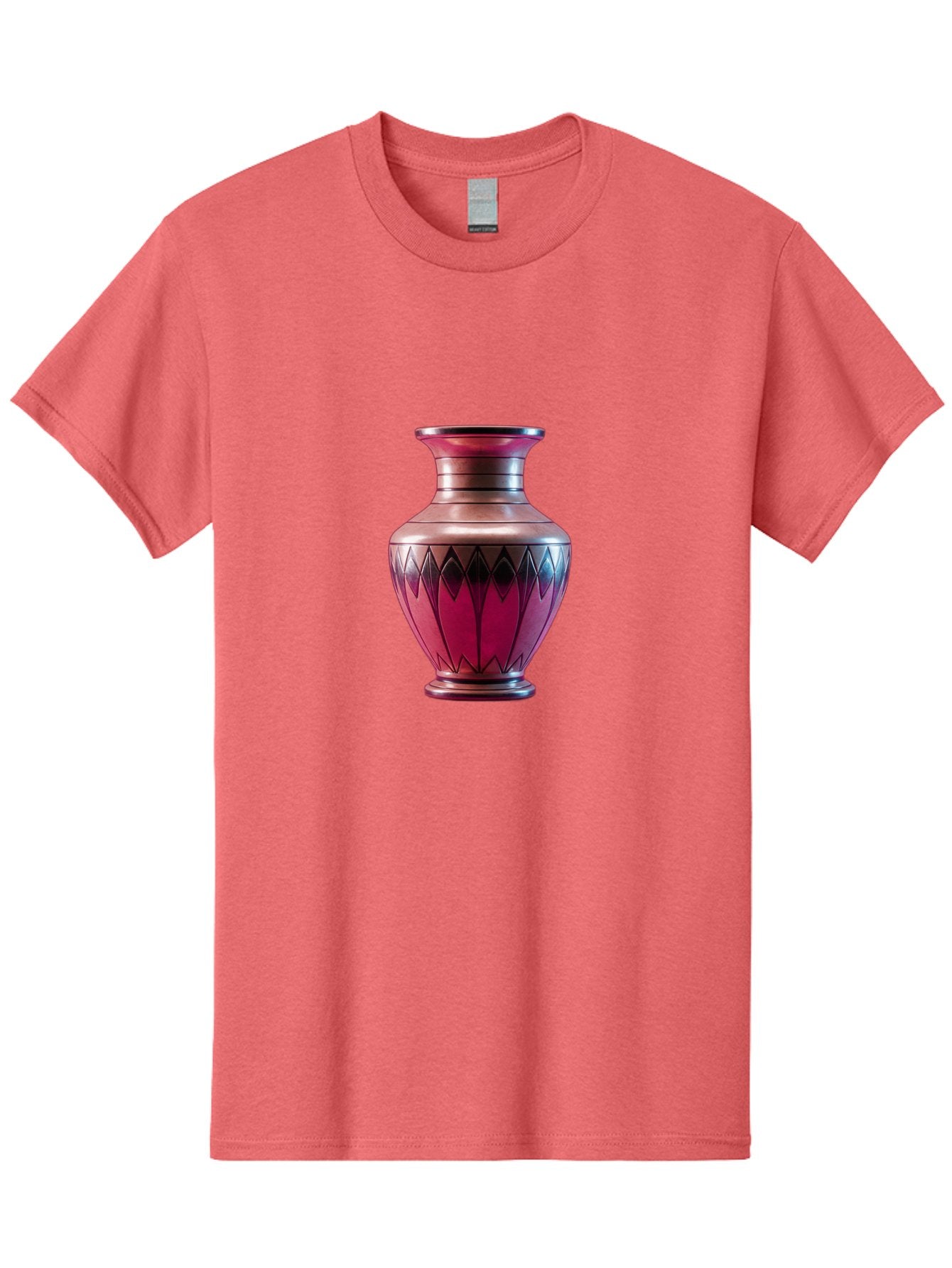 Red-Vase Men'S Graphic Tee, 100% Cotton, Comfortable Casual Summer Wear, Machine Washable, Copper Vase, Metallic Sheen, Geometric Pattern, Luxurious Decor, Home Decor, Elegant Design, Modern Style, Decorative Vase Bab331 15